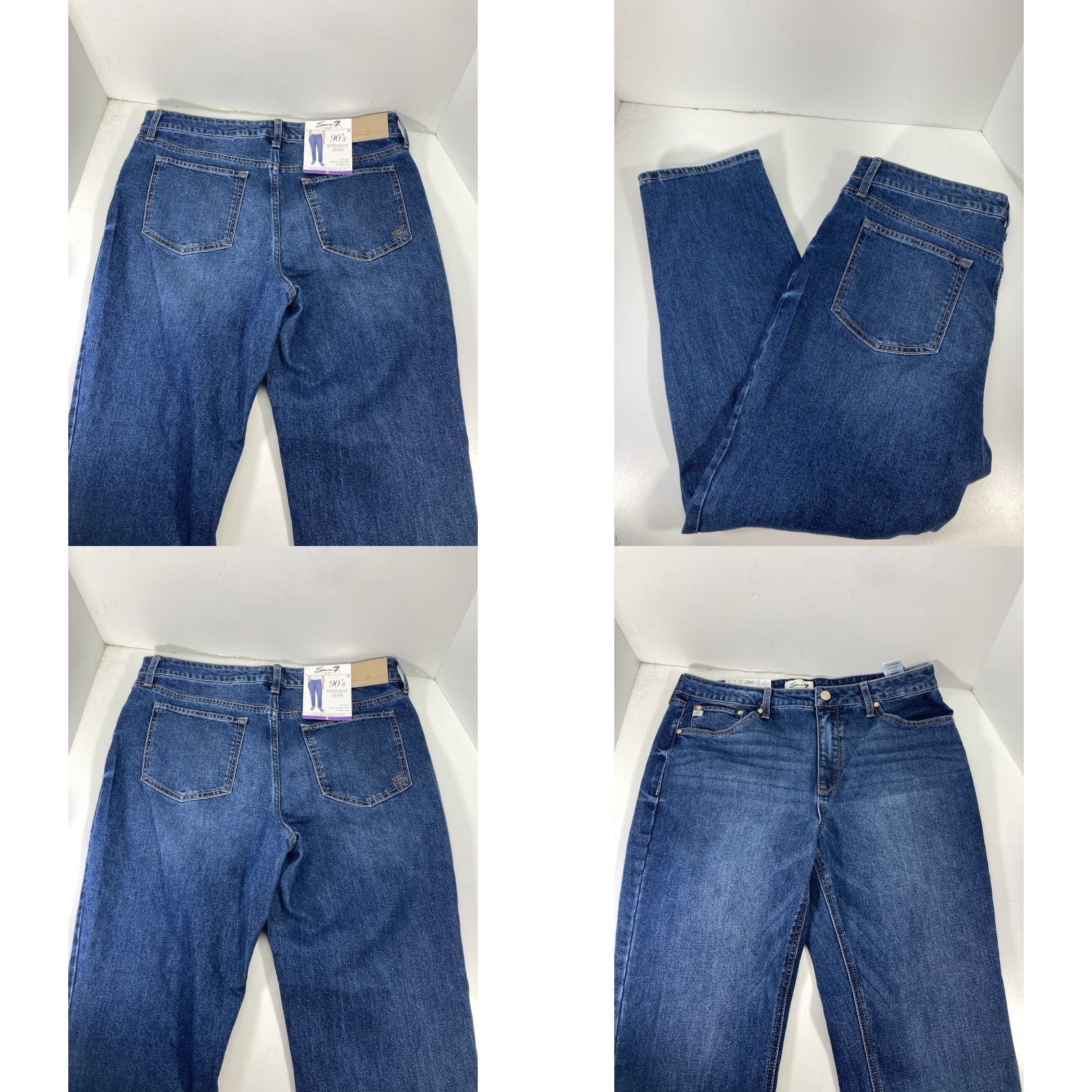 Vintage Seven7 Jeans Women Size 16 36X30 High Rise Stretch 90s Blue NWT Straight Size 38" / US 16 / IT 52 - 8 Thumbnail