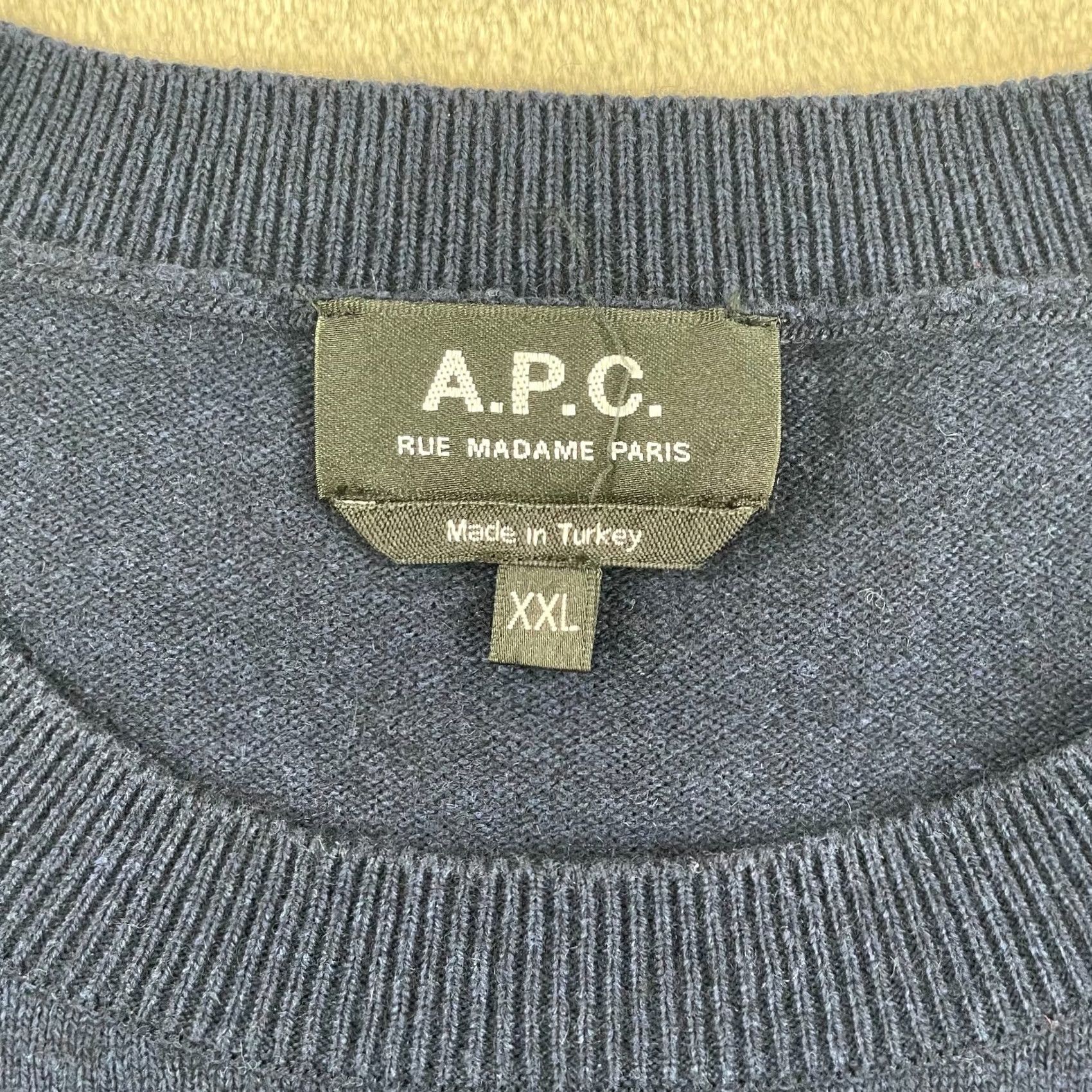A.P.C. A.P.C. Maceo Stripe Knit Sweater Men 2XL Navy Cashmere Cotton Blend Designer Pullover Crew Neck Long Sleeve Casual Winter Fall Spring Womens? Mens Size US XXL / EU 58 / 5 - 2 Thumbnail
