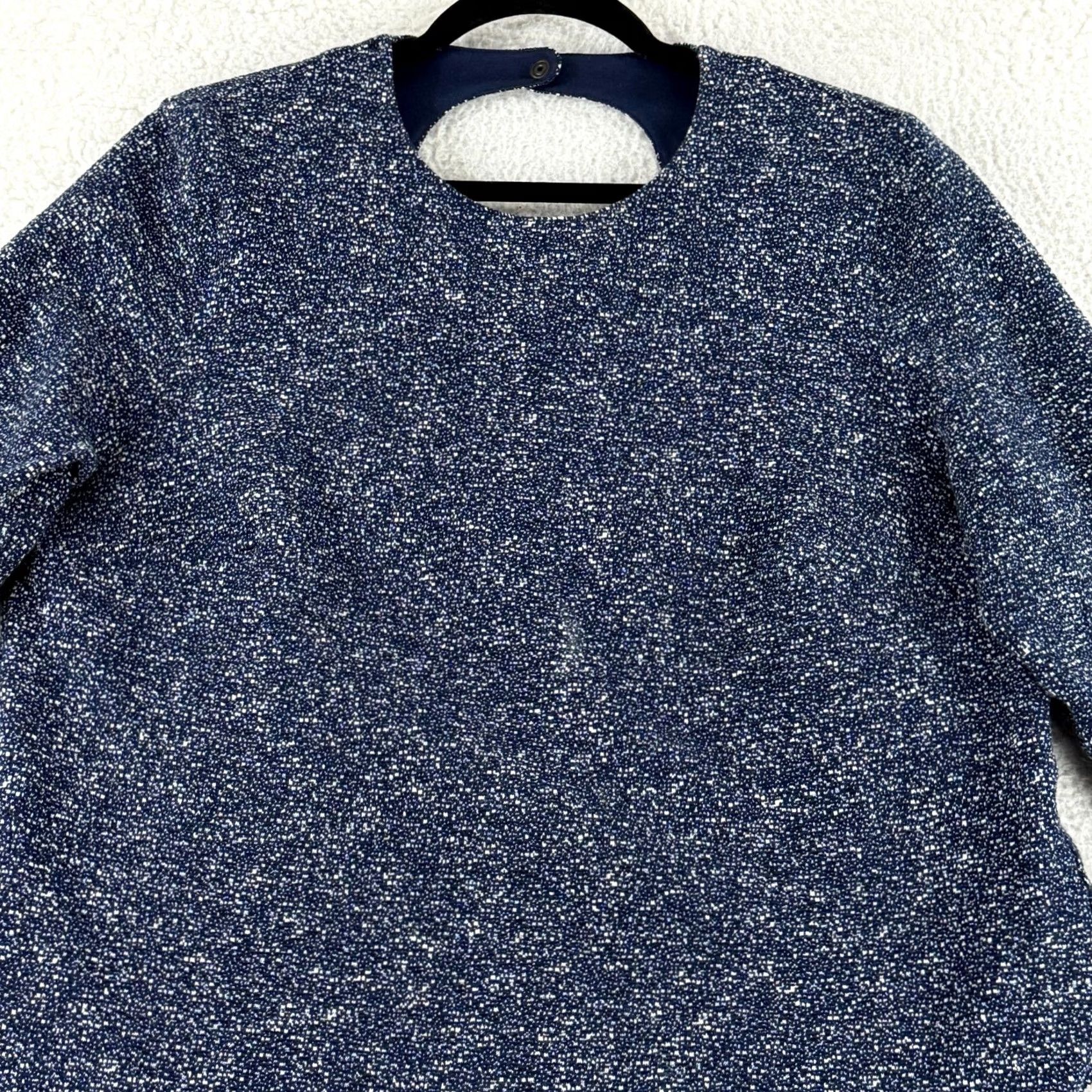 Akris Akris Punto Sweatshirt Womens Medium Navy Speckled Knit Back Cut Out 3/4 Sleeve Size M / US 6-8 / IT 42-44 - 3 Thumbnail