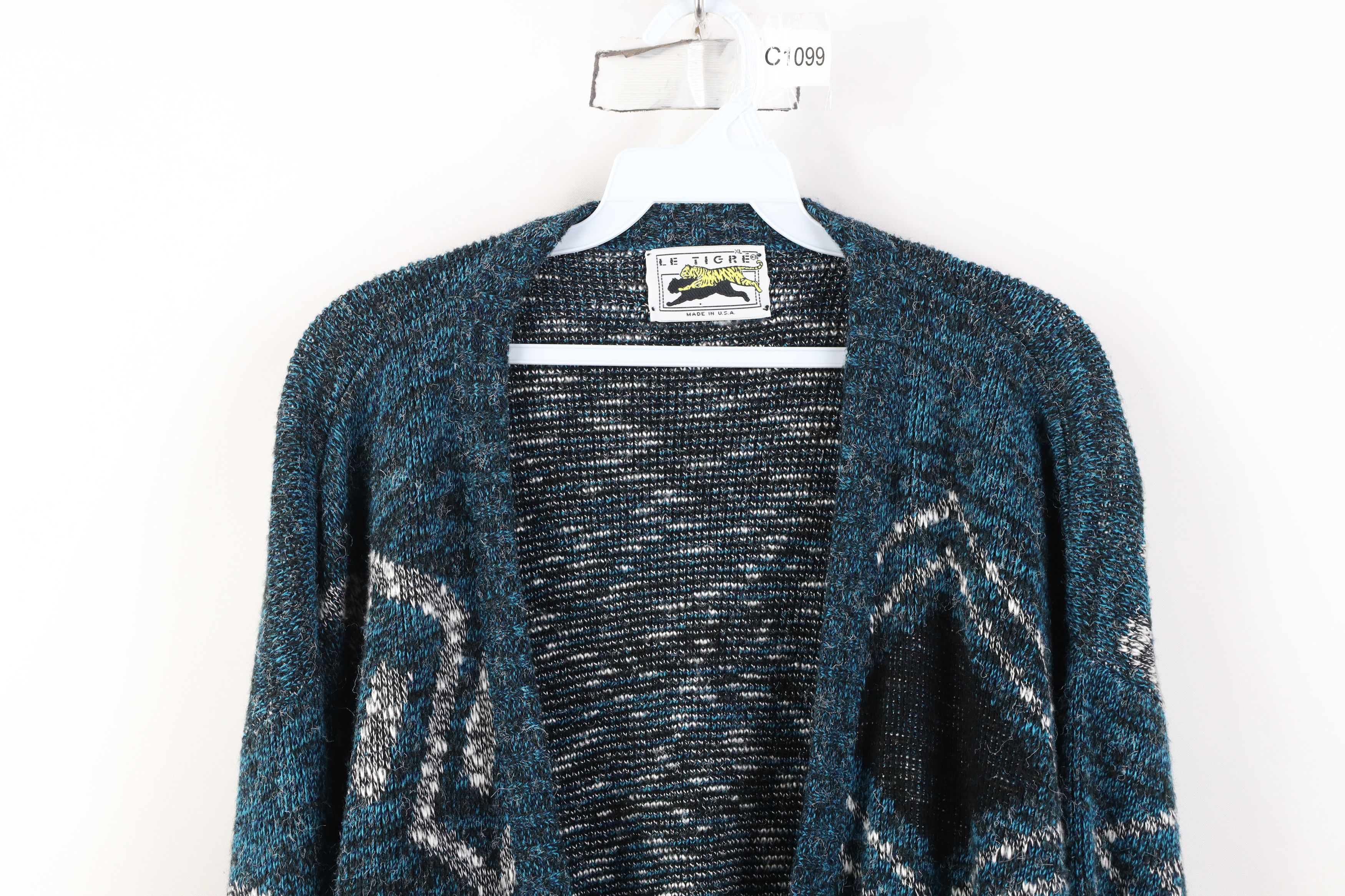 Vintage Vintage 90s Coogi Style Geometric Knit Cardigan Sweater USA Size US XL / EU 56 / 4 - 2 Thumbnail