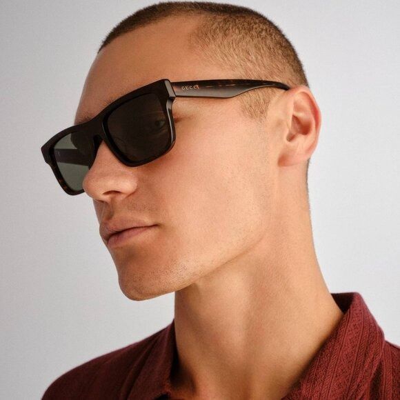 Gucci Gucci GG1618SA 003 Sunglasses Black/Grey Square Frame Size ONE SIZE - 3 Thumbnail