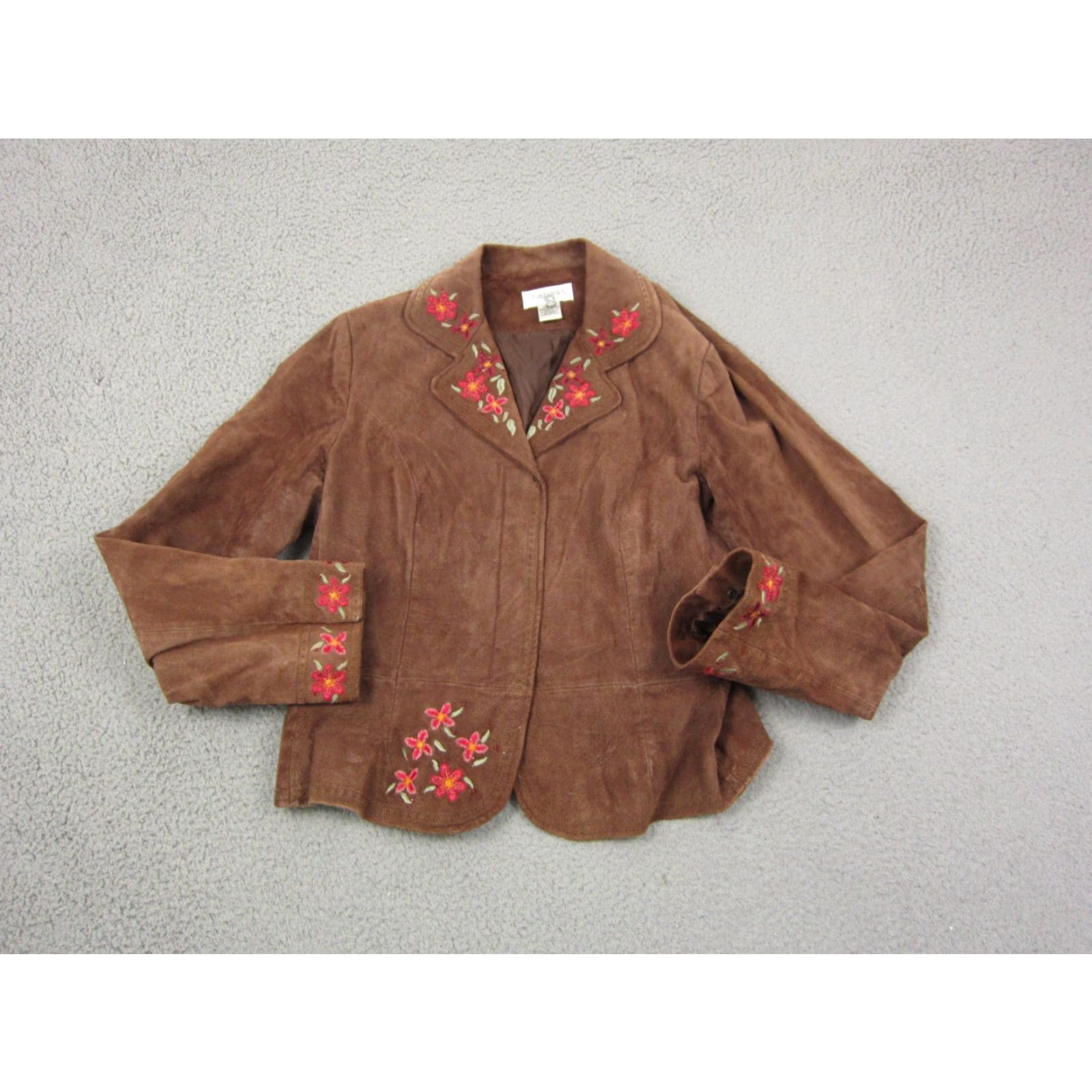 Vintage Vintage Chadwicks Leather Jacket Womens 16 Brown Embroidered Floral Western Boho Leather Jacket Brown Embroidered Western 16 Womens Size XXL / US 16-18 / IT 52-54 - 2 Thumbnail
