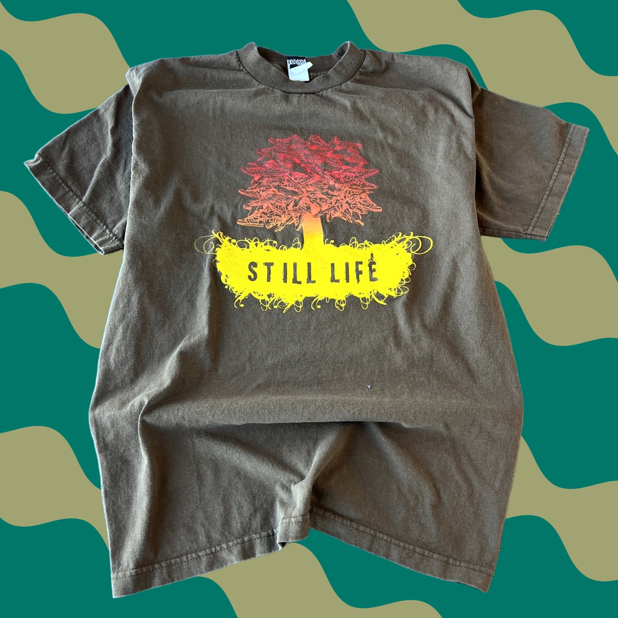 Alife VINTAGE Y2K Still Life Sneakers Graphic Tee Brown Short Sleeve 100% Cotton M Men Shirt Brown Still Life Sneakers Graphic Tee 90s Size US 31 - 1 Thumbnail