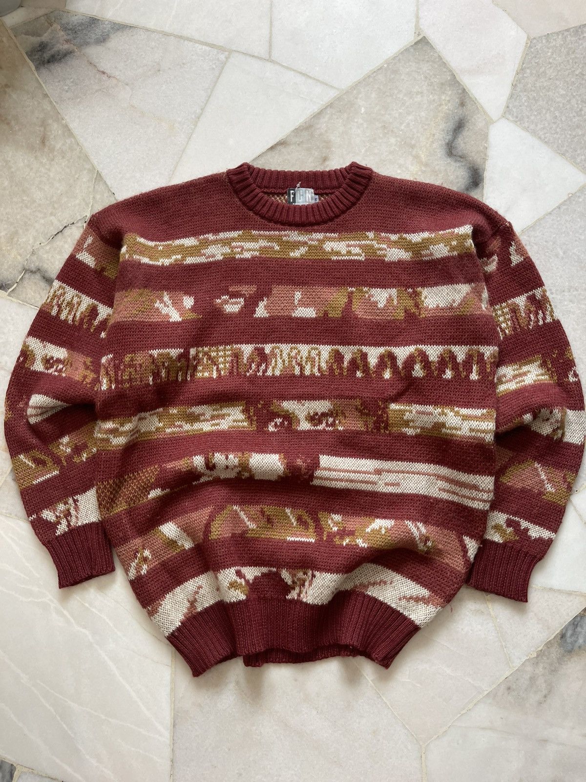 Kansai Yamamoto 90s Kansai Yamamoto Face Motive Wool Knitwear 96 Size US L / EU 52-54 / 3 - 1 Thumbnail