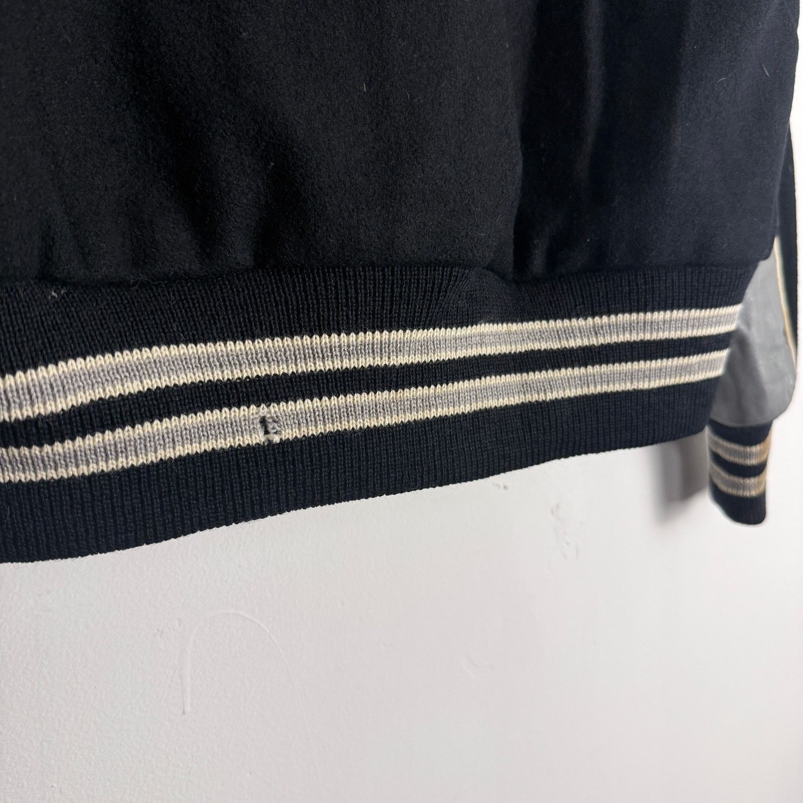 Vintage Vintage 50s Wool Leather Varsity Jacket Shawl Collar Large Size US L / EU 52-54 / 3 - 6 Thumbnail