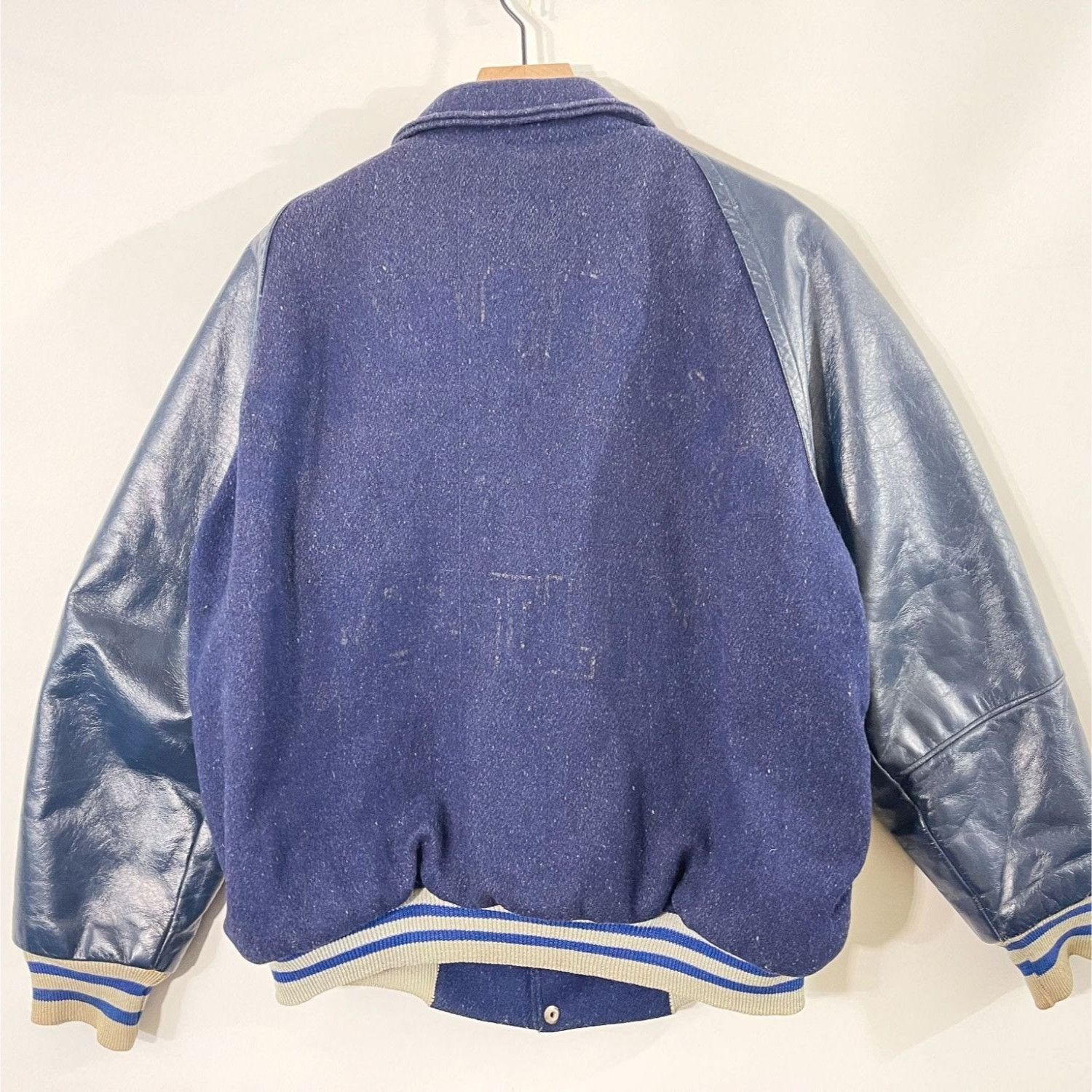 Vintage 1950s 1960s Leather Sleeve Collared Varsity Jacket Size US S / EU 44-46 / 1 - 5 Thumbnail