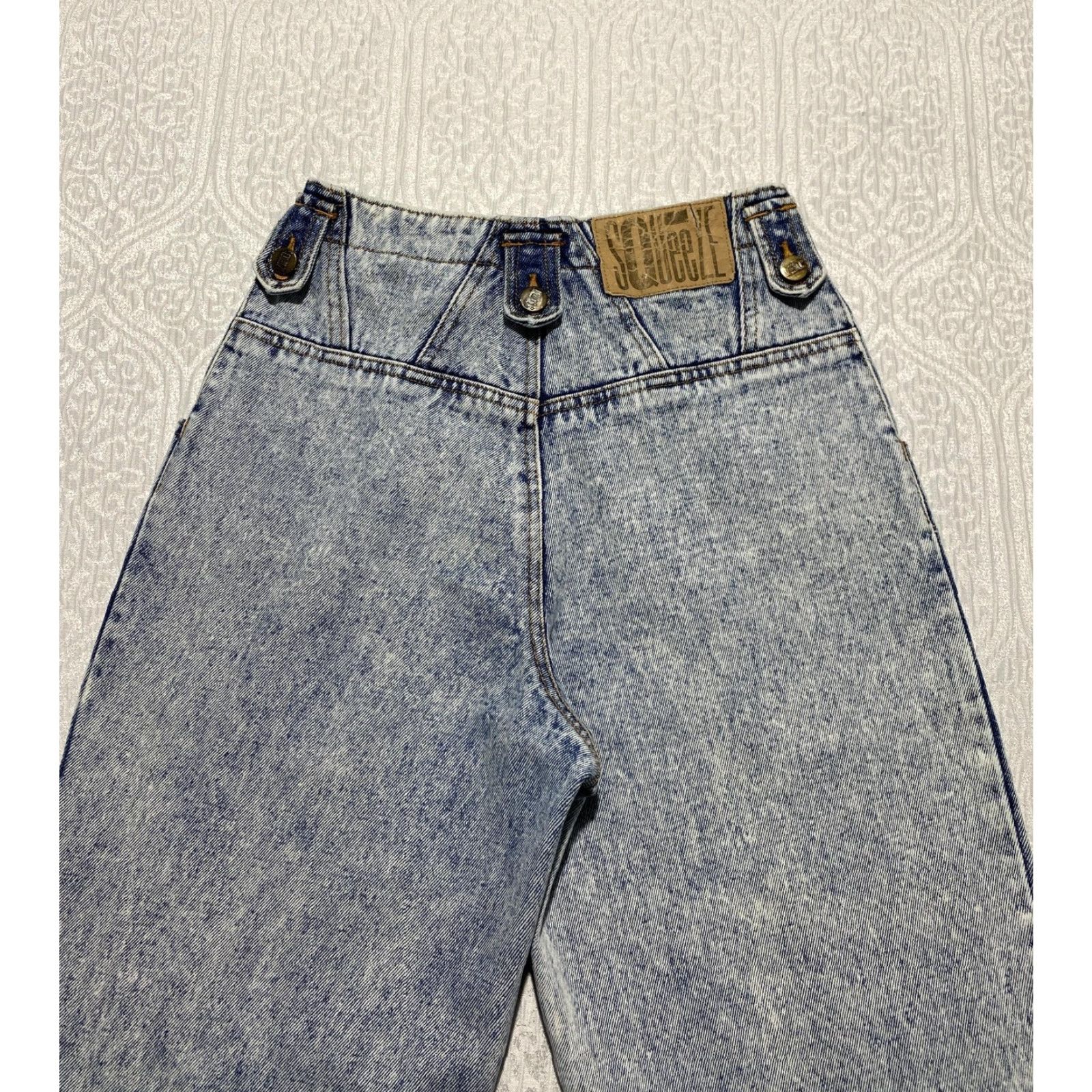 Vintage VINTAGE Squeeze Jeans Juniors 5 Blue Acid Wash High Waist Tapered Leg 90s Womens/Teens Size 27" / US 4 / IT 40 - 7 Thumbnail