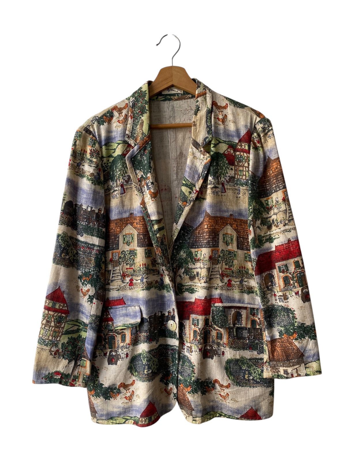 Japanese Brand 1980s - Vintage Az-Robe Classic Environment Motif Overprint Size US L / EU 52-54 / 3 - 1 Thumbnail