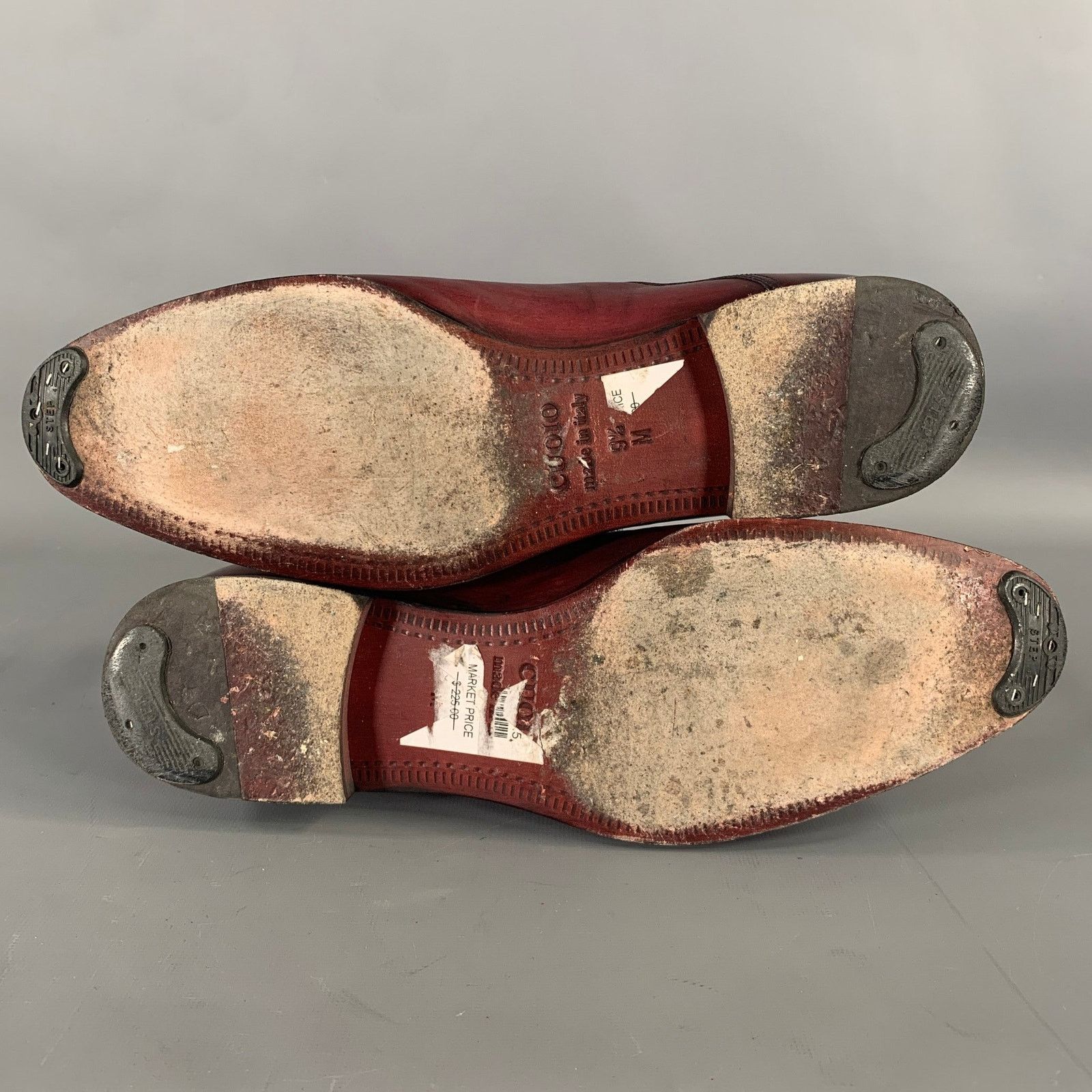 MASSIMO MATTEO 9.5 Burgundy Crackled Leather Monk Strap