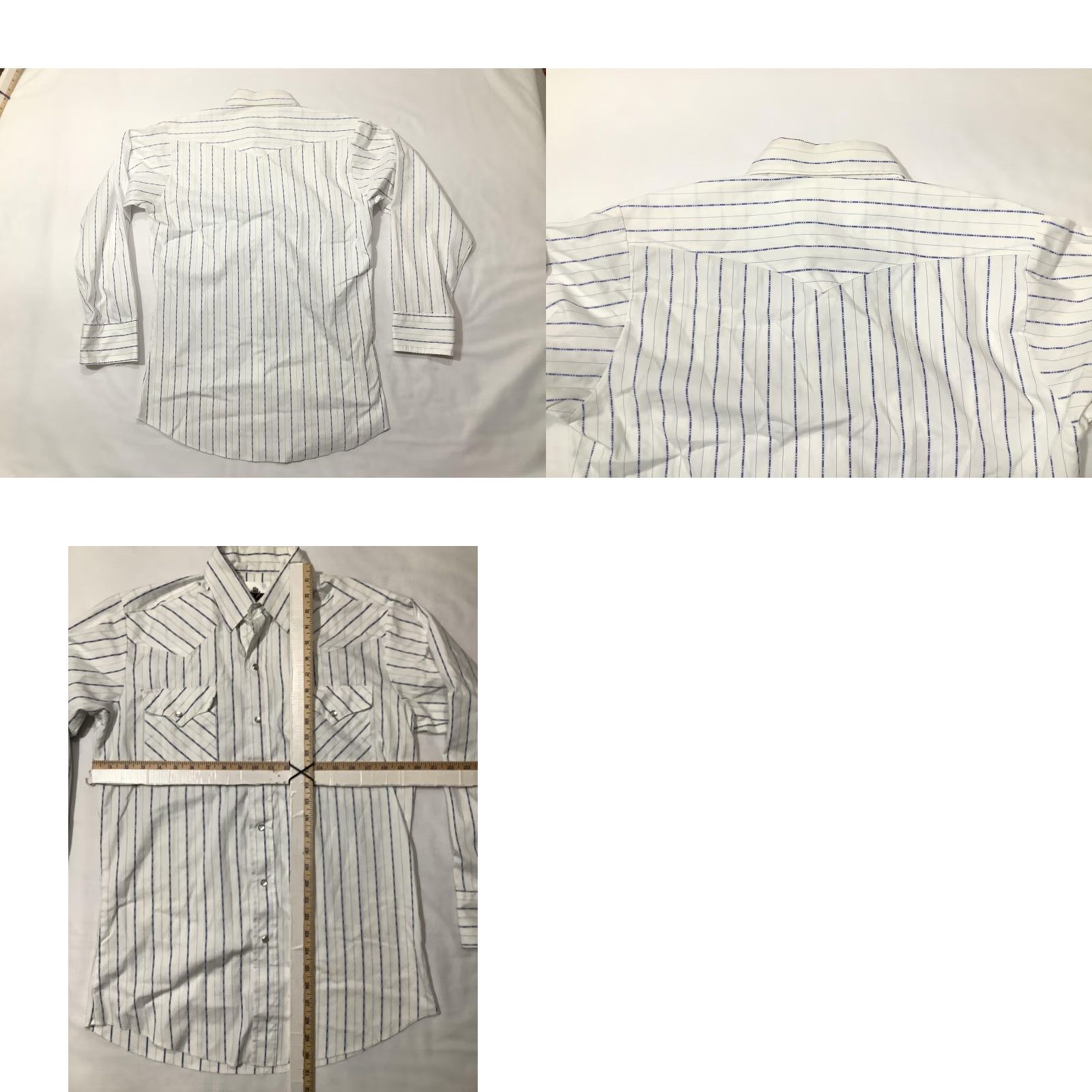 Vintage Ranch and Town Shirt Mens 15.5x34 White Blue Stripe Western Pearl Snap USA Shirt Mens 15.5x34 White Blue Stripe Western Pearl Snap USA Size US M / EU 48-50 / 2 - 8 Thumbnail