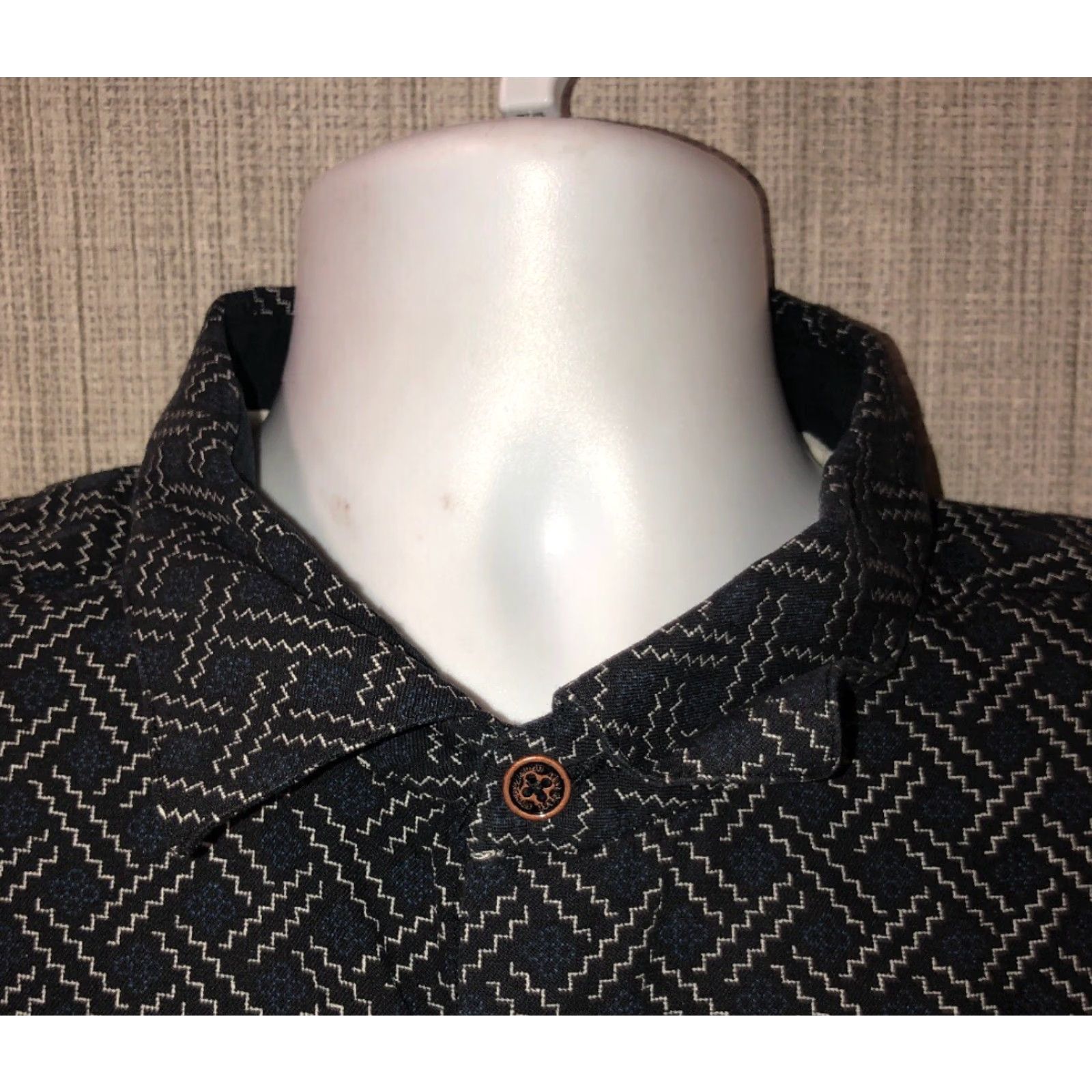 Nat Nast Nat Nast Mens Geometric Short Sleeve Button Front Shirt XL Silk/Cotton Black Size US XL / EU 56 / 4 - 3 Thumbnail