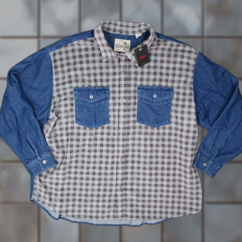 Levi's Levis Jacket Adult 2XL Gray Corduroy Button Up Check Silver Tab Pockets Work Size US XXL / EU 58 / 5 - 1 Thumbnail