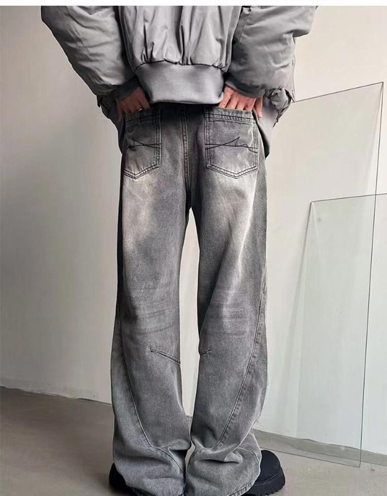 Other Whiskered Distressed Vintage Gray Wide-Leg Jeans Size US 30 / EU 46 - 3 Thumbnail