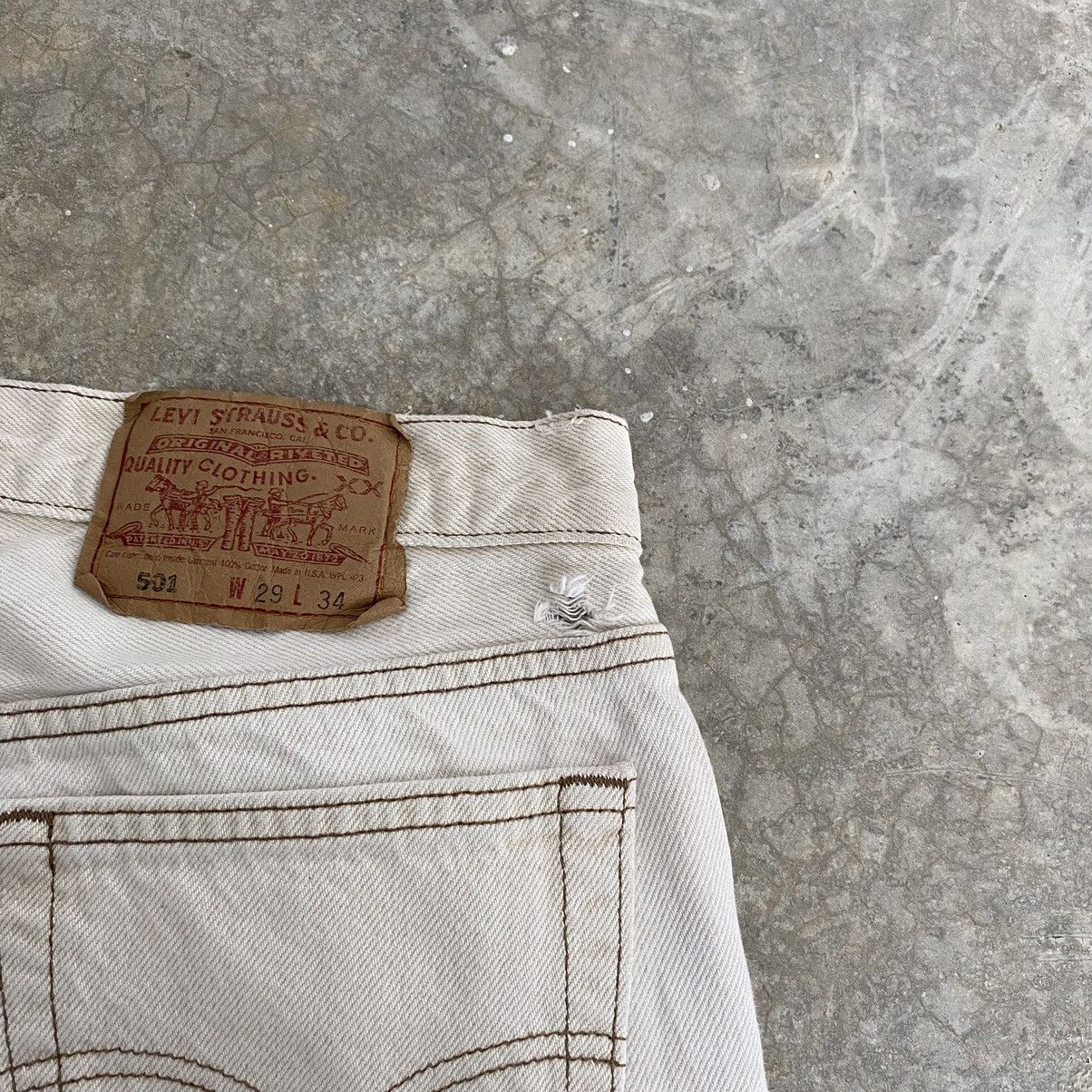 Levi's Size 27x33 Vintage 90’s Levis 501 Off White Denim Jeans Size US 27 - 20 Thumbnail
