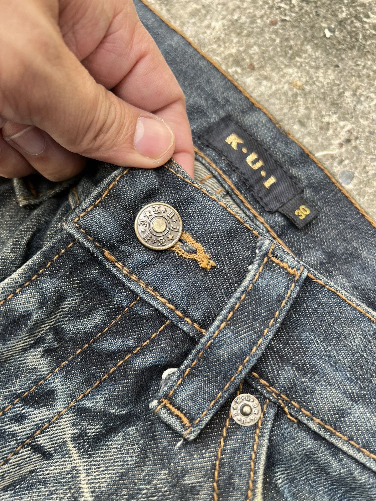 Vintage 💥Flare💥Japanese Brand Kui Distress Jeans Very Rare Size US 30 / EU 46 - 12 Thumbnail