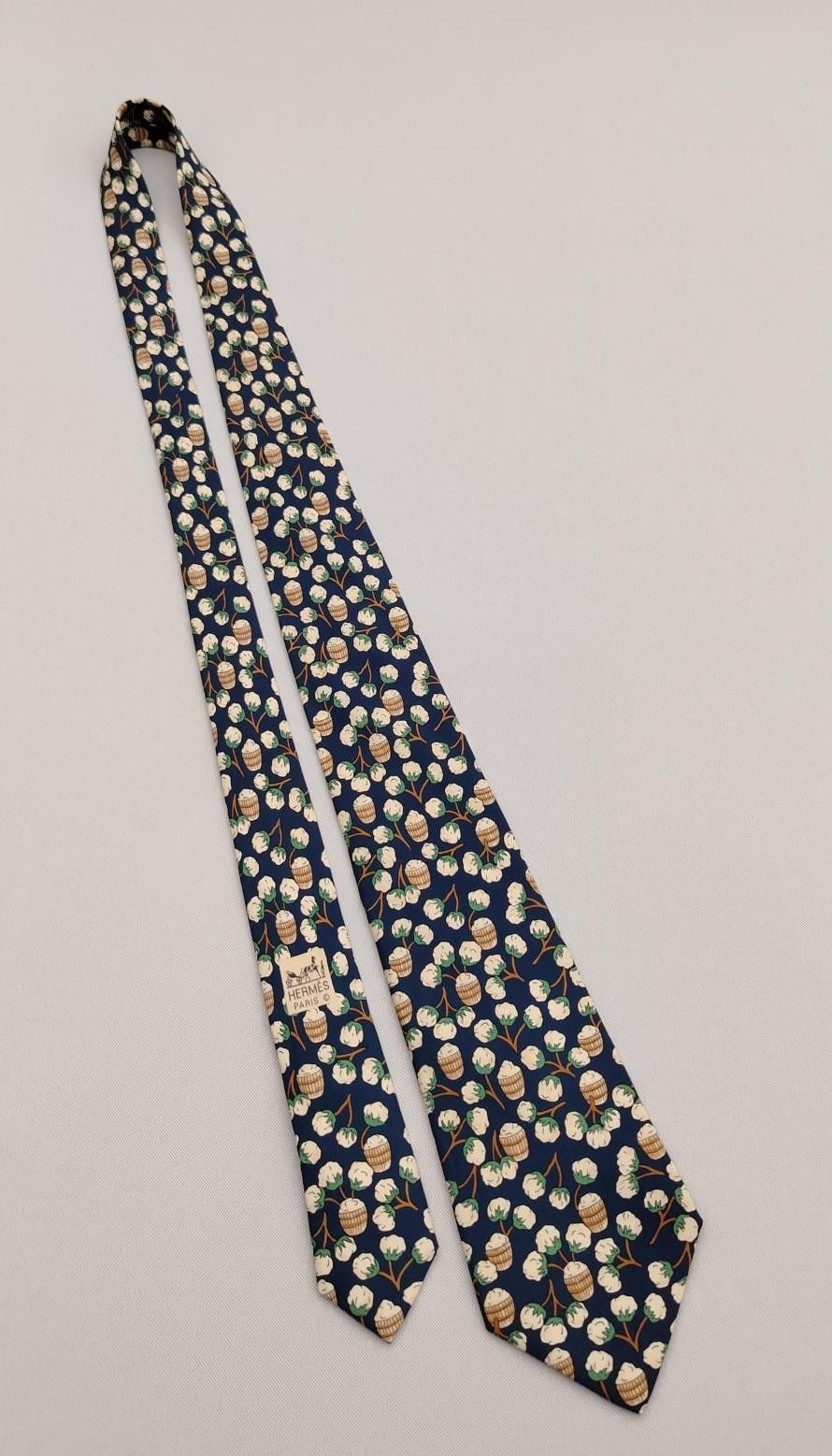 Hermes Hermes Paris 7496 IA Silk Designer Necktie Cotton Theme Tie Size ONE SIZE - 3 Thumbnail