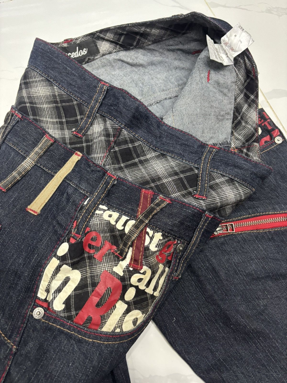 Hysteric Glamour × If Six Was Nine × Japanese Brand VINTAGE DOUBLE WAIST JEANS BARCEDOS BLUE DENIM SKULLS JEANS Size US 32 / EU 48 - 12 Thumbnail