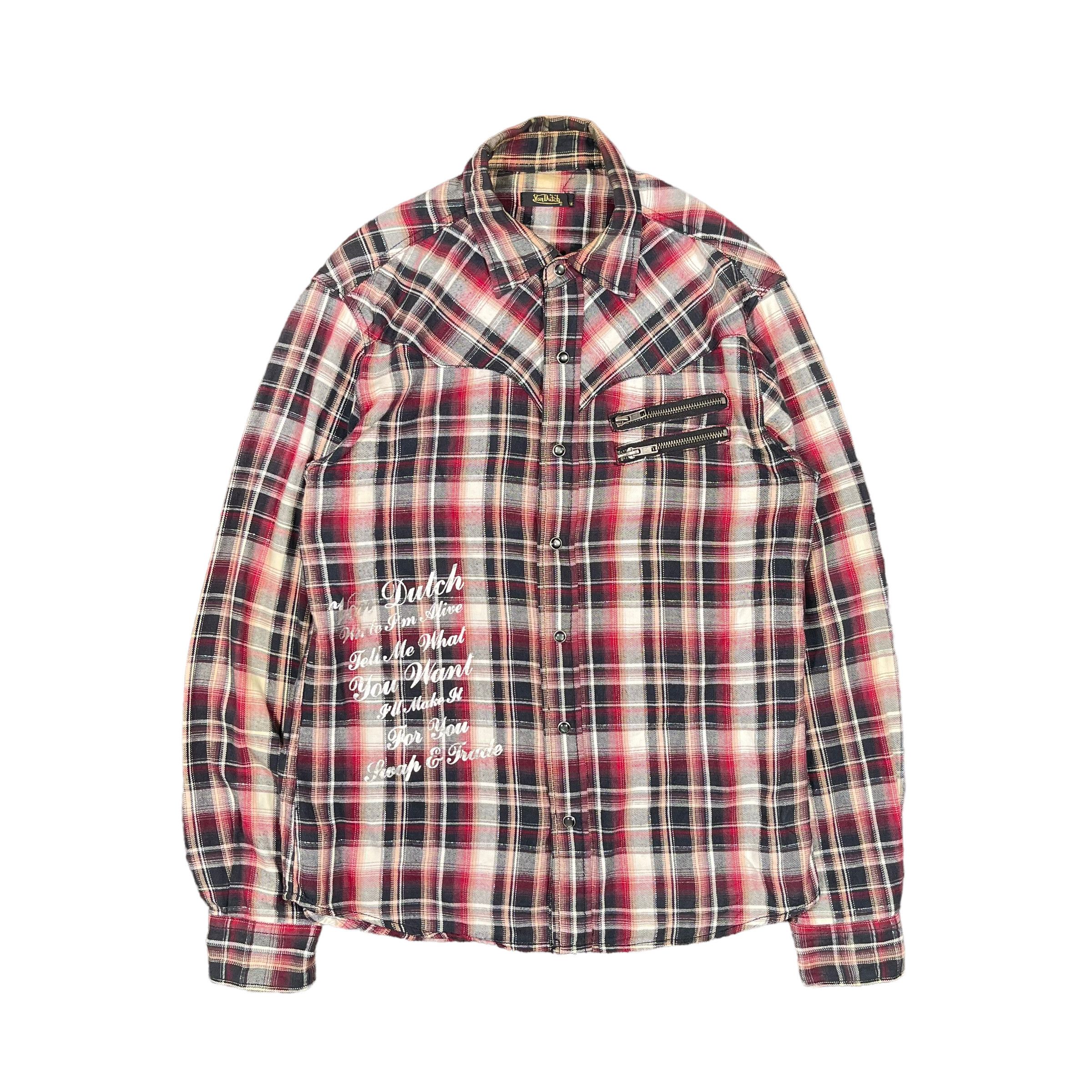 image of Poem Quote Flannel Button Up Shirt, Men's (Size Medium)