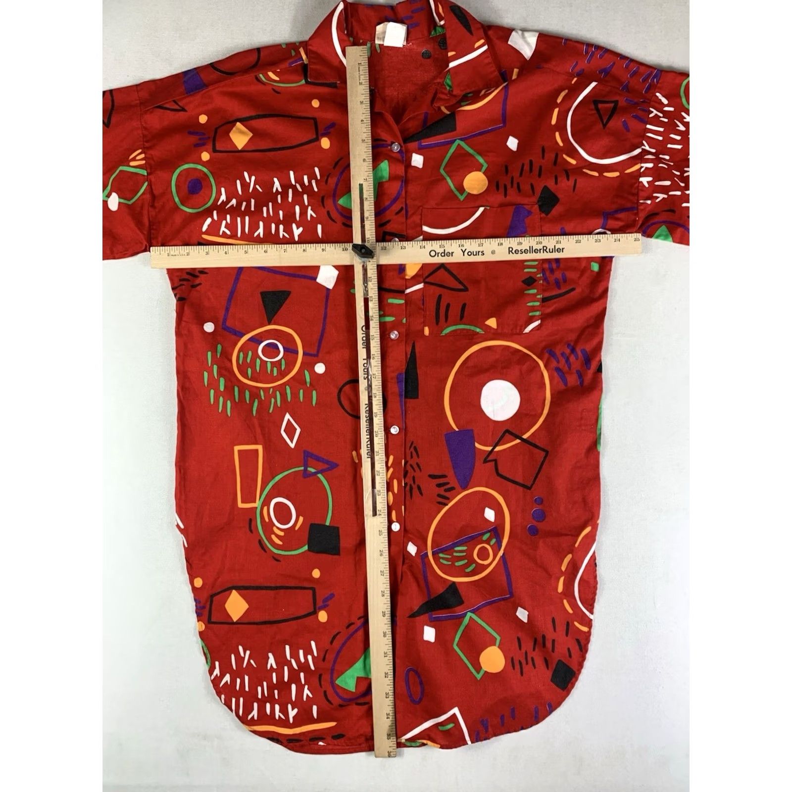 Vintage VINTAGE Ro-Vel of California Shirt Womens Medium Red Geometric Button-Up 60s California Arts & Crafts Mens? Womens Size M / US 6-8 / IT 42-44 - 4 Thumbnail