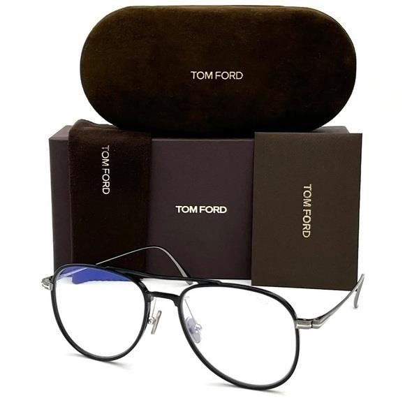 Tom Ford Tom Ford FT5666-B 001 Black / Blue Block 52mm Eyeglasses TF5 Size ONE SIZE - 2 Thumbnail