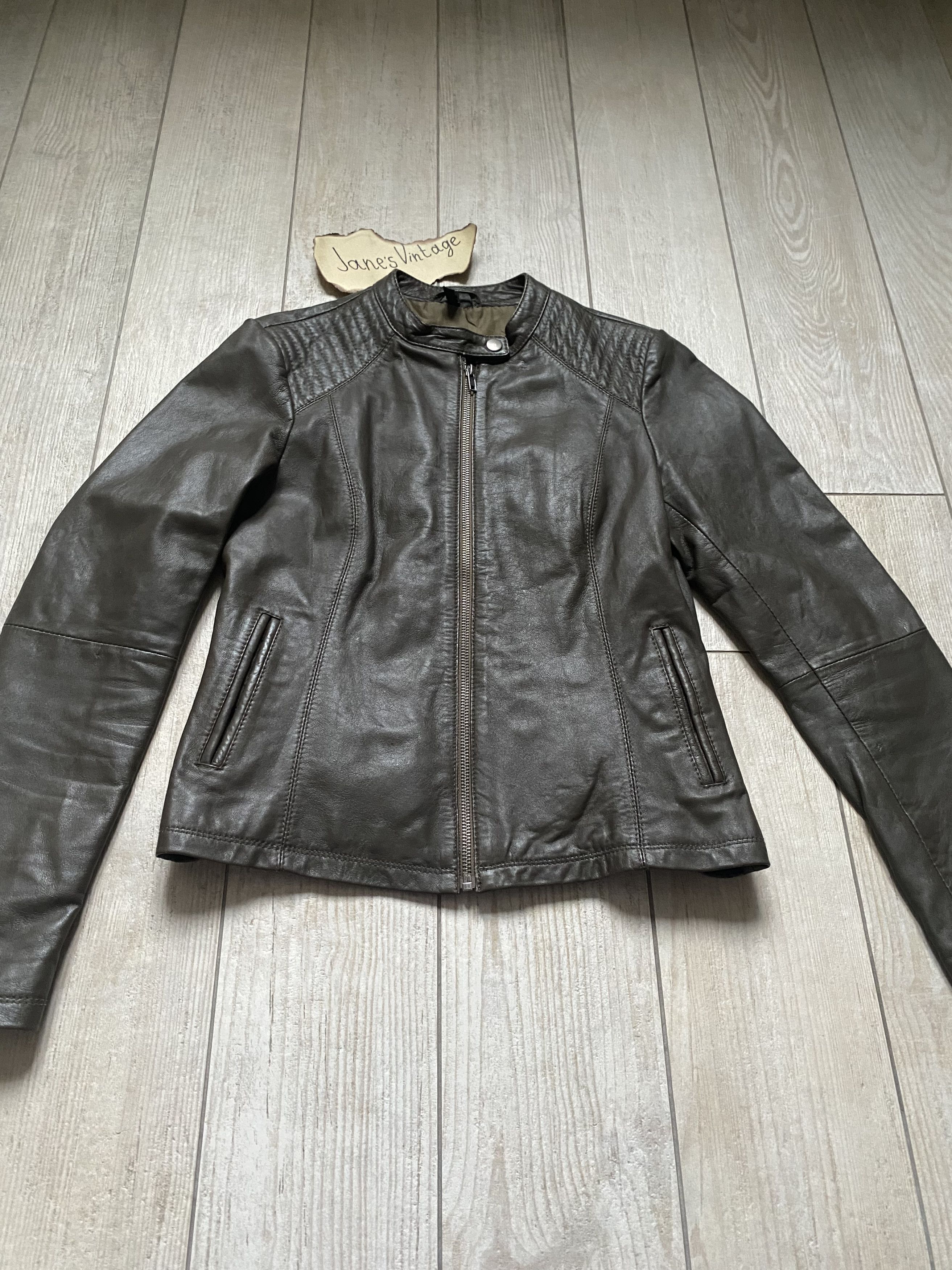 Vintage Leather Biker Jacket by HEMA – Olive Brown Size S / US 4 / IT 40 - 1 Thumbnail