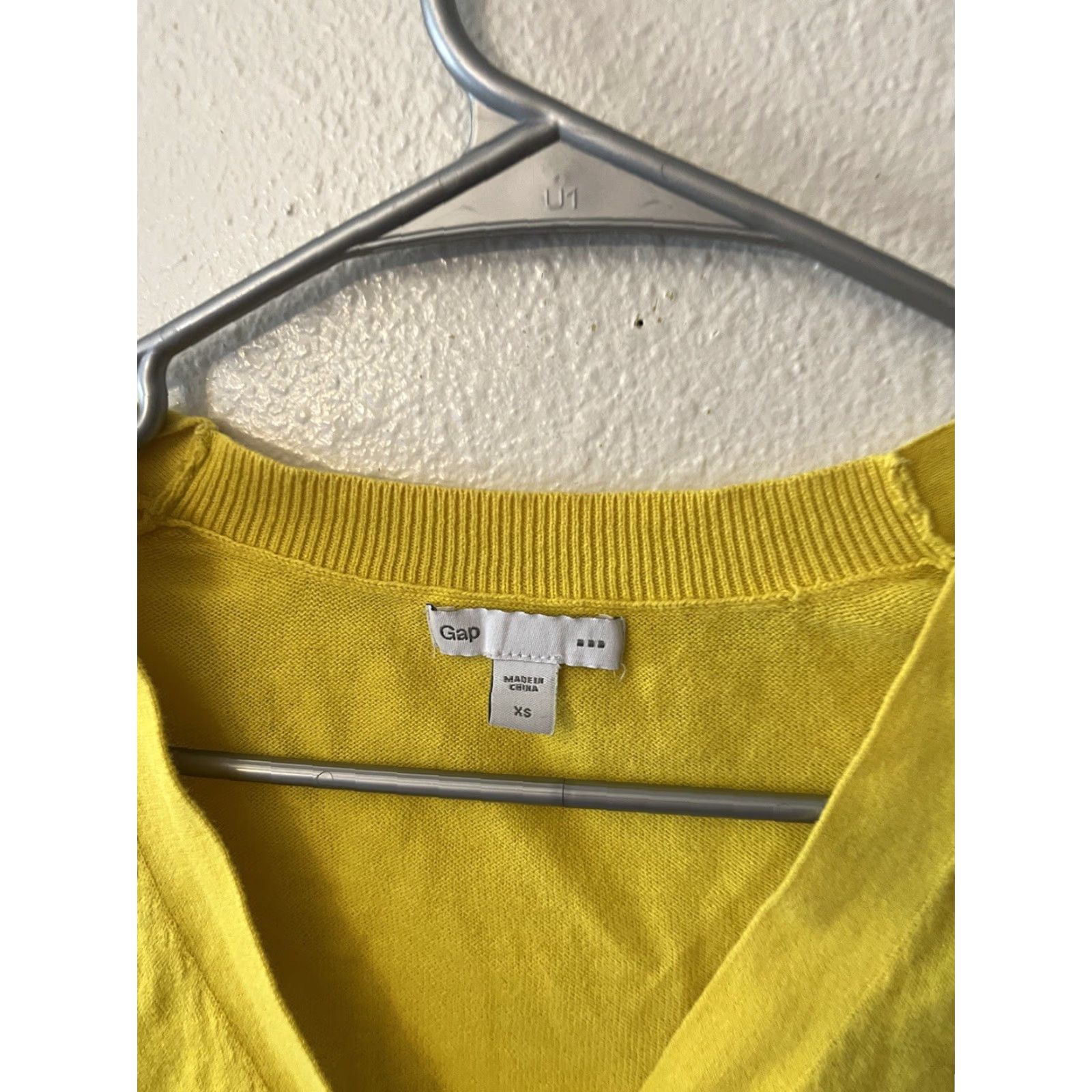 Gap GAP Cardigan Sweater Size XS Button Lightweight 3/4 Sleeve Cotton Yellow Crew Size XS / US 0-2 / IT 36-38 - 2 Thumbnail