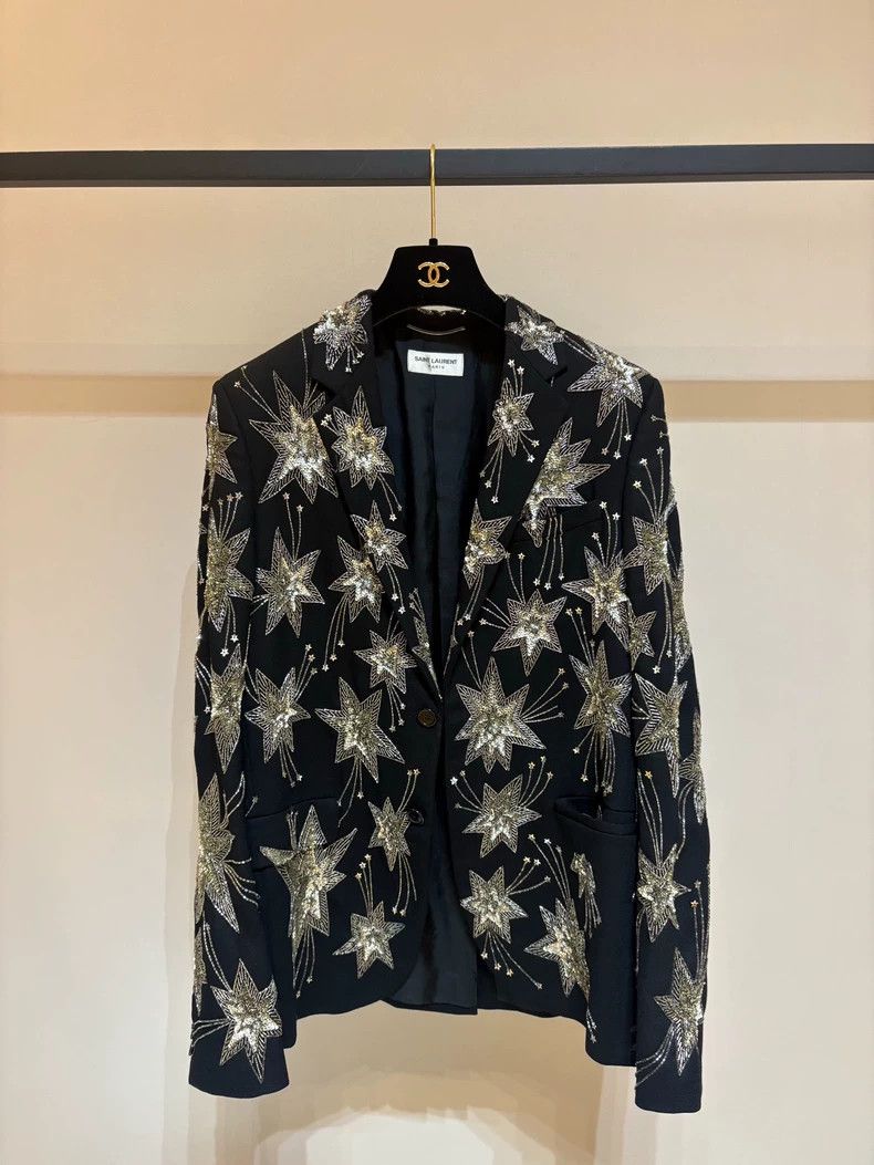 Saint Laurent Paris Saint laurent paris 2015 SS Black Fireworks blazer 2506-Nex Size 46R - 1 Thumbnail