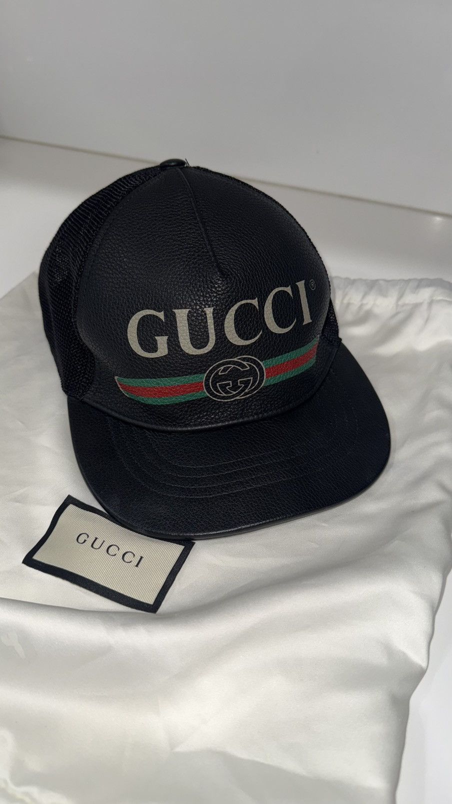 Gucci Gucci leather/mesh hat (Large 59cm) Size ONE SIZE - 1 Thumbnail