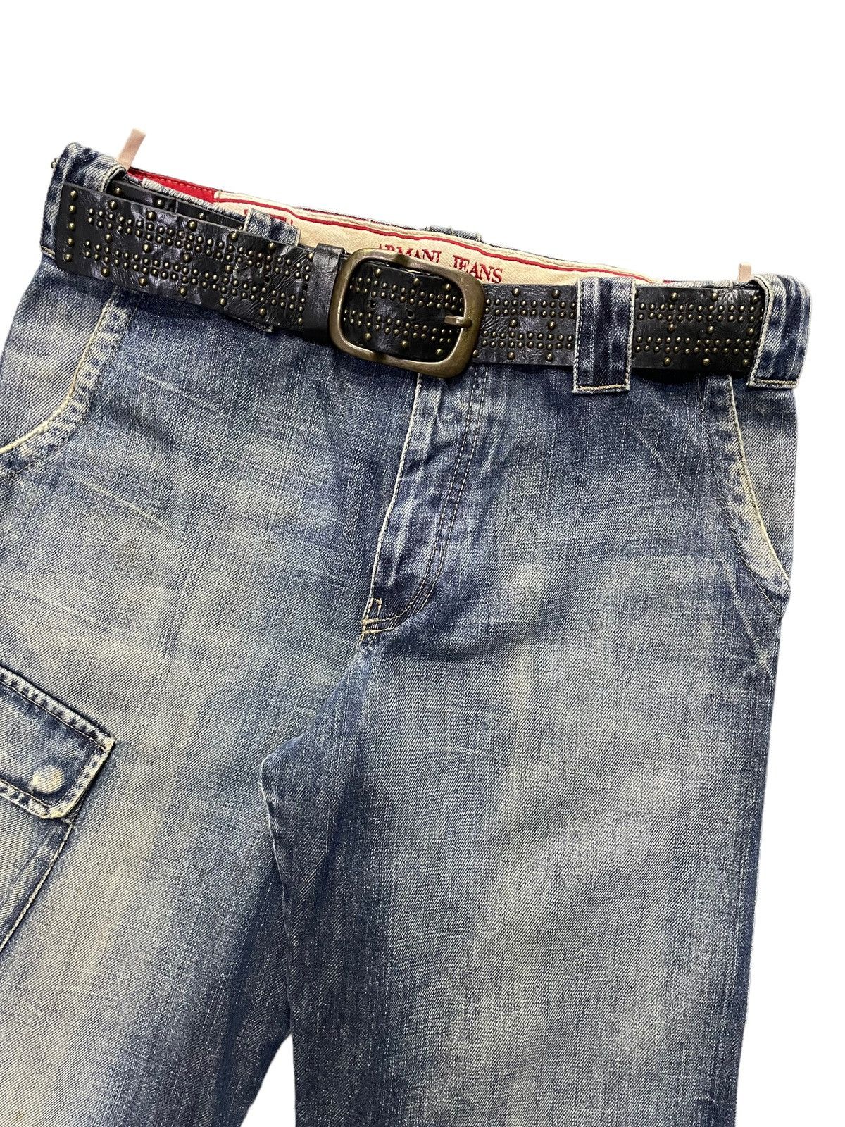 Armani × Designer Vintage Armani Cargo Baggy Jeans Zip Up Ankle With Belt Size US 30 / EU 46 - 5 Thumbnail