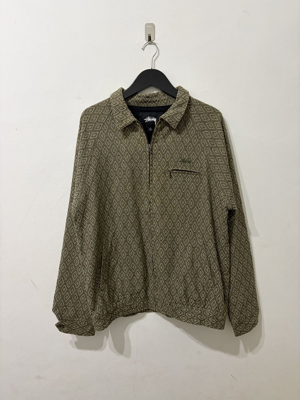 Stussy Bryan Diamond Rhombus Full Print Pattern Unisex Khaki