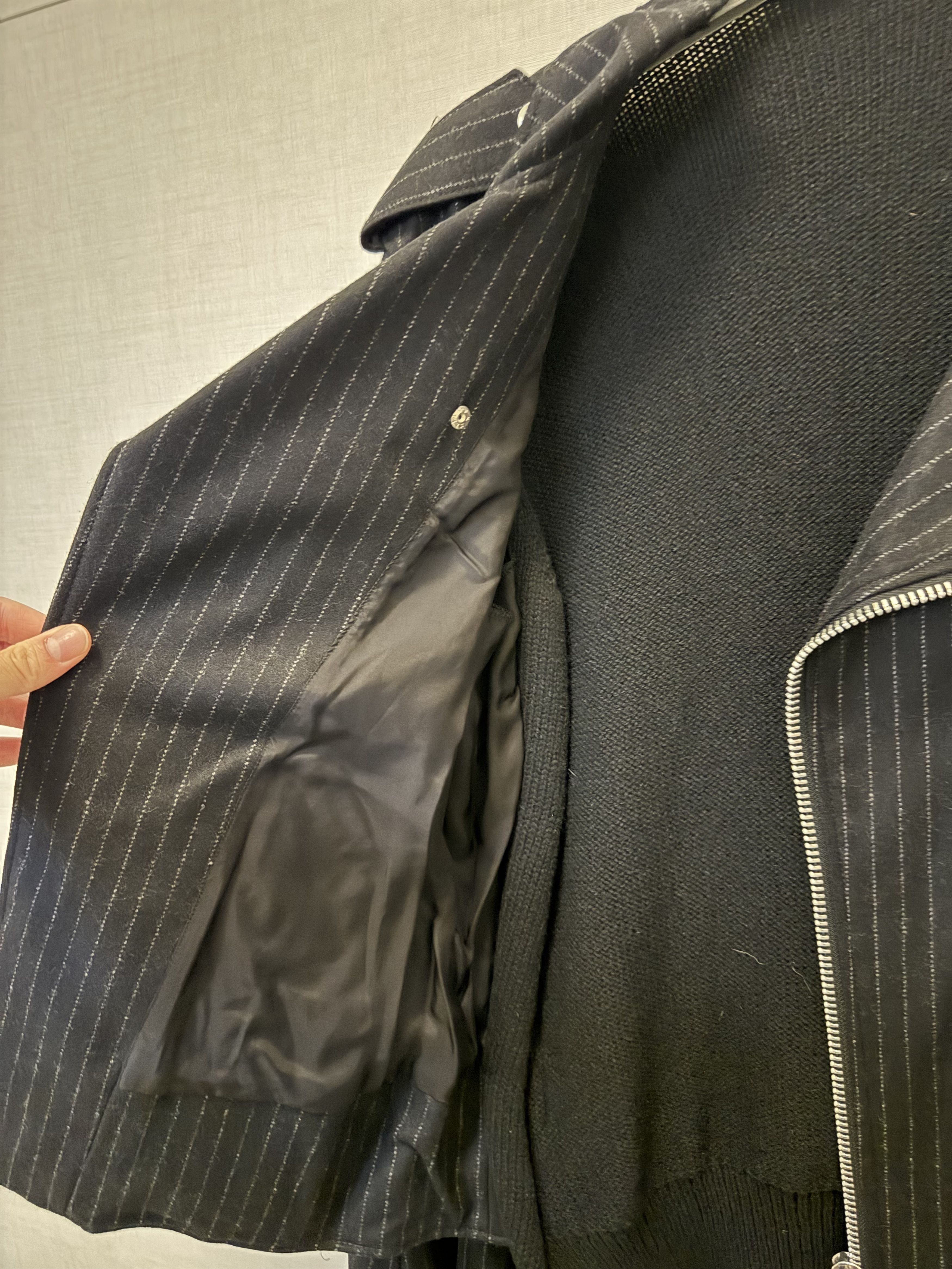 Comme des Garcons Black BLACK Comme des Garcons Wool Striped Moto Jacket Size US L / EU 52-54 / 3 - 4 Thumbnail