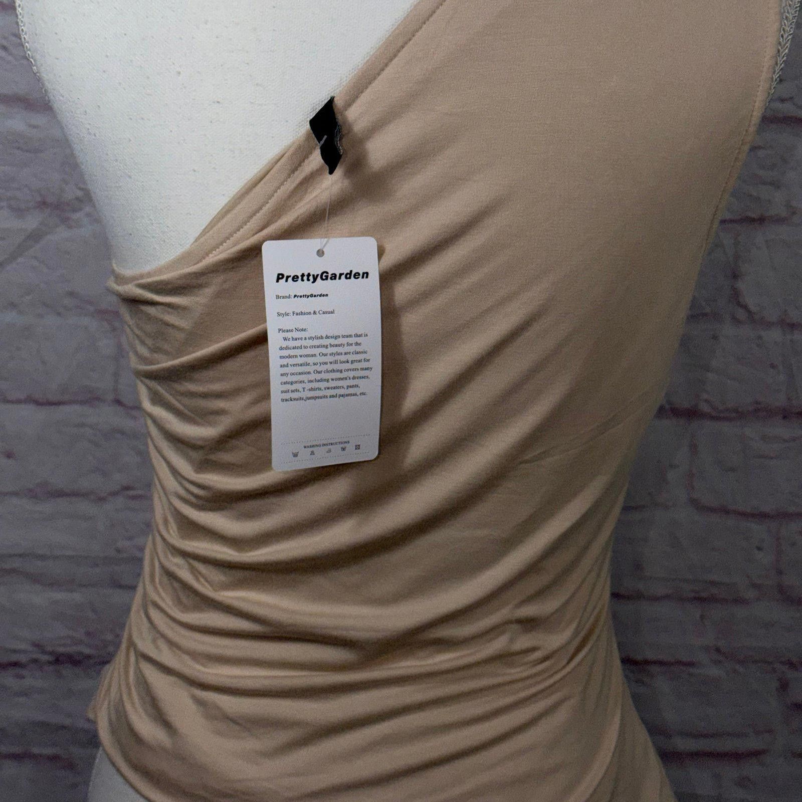 Other PrettyGarden Y2K Medium One-Shoulder Beige Top NWT Size M / US 6-8 / IT 42-44 - 5 Thumbnail