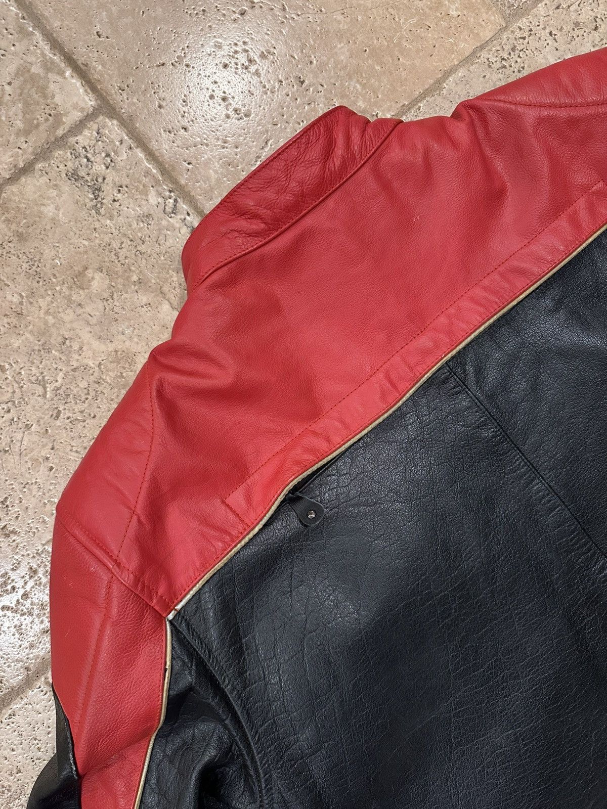 Vintage Vintage Xelement Red / Black Racer Moto Biker Leather Jacket Size US XXL / EU 58 / 5 - 12 Thumbnail