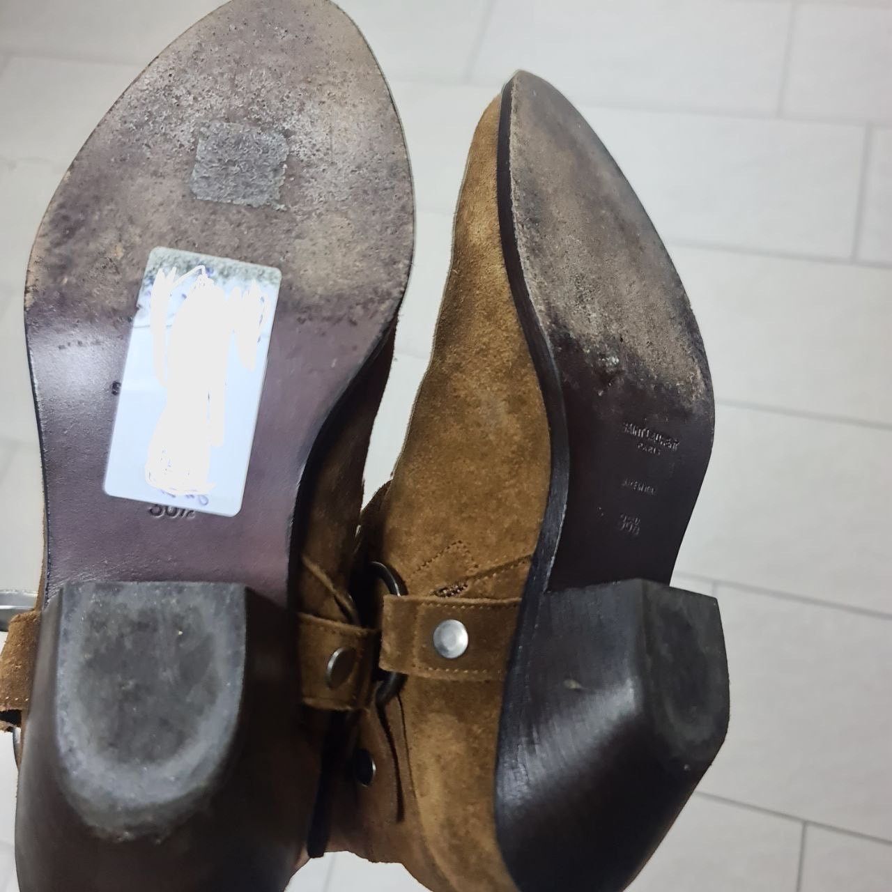 Yves Saint Laurent SAINT LAURENT Brown Suede Western Ankle Boots Sz.38.5 Size US 7.5 / IT 37.5 - 9 Thumbnail