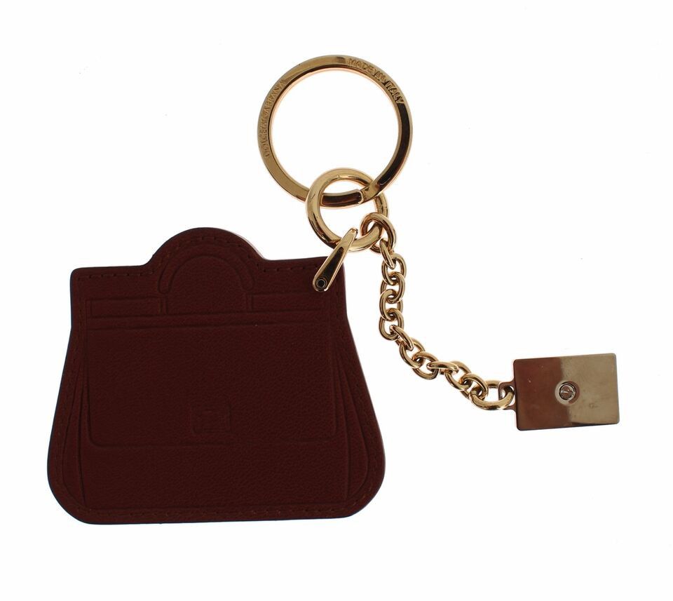 Dolce & Gabbana Elegant Brown Leather Keychain with Gold Men's Detailing Size ONE SIZE - 1 Thumbnail