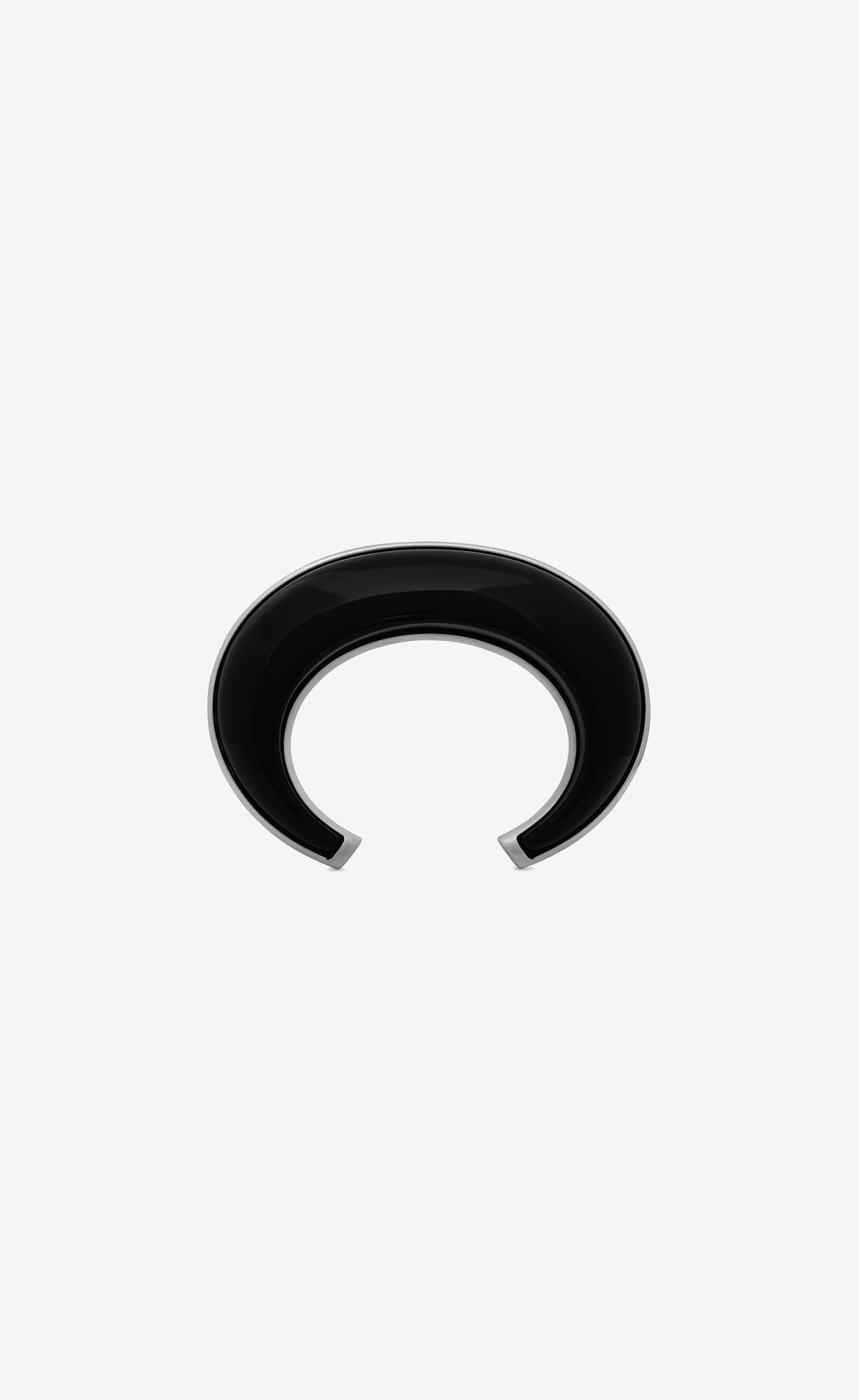 Saint Laurent Paris o1smrcs1224 Size: OS / Dome Cuff Bracelet Metal Silver/Black Size ONE SIZE - 3 Thumbnail
