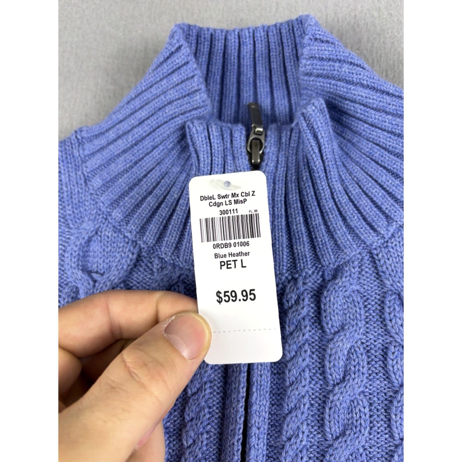 Vintage LL Bean Sweater Women’s Full Zip Petite Size L Blue Cable Knit Outdoors NEW Size L / US 10 / IT 46 - 3 Thumbnail