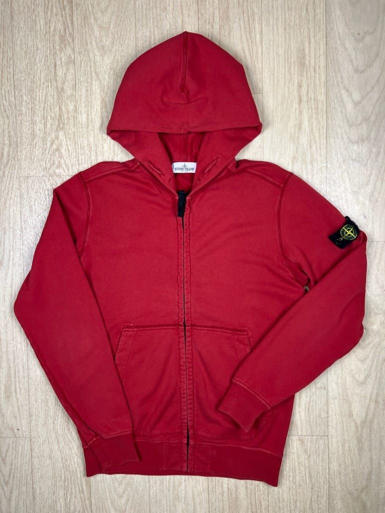 image of Stone Island Zip Hoodie Red, Men's (Size Small)