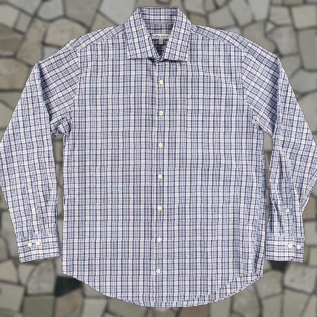 Peter Millar Peter Millar Alister Tartan Plaid Dress Blue Men's L Shirt Size 42R - 1 Thumbnail