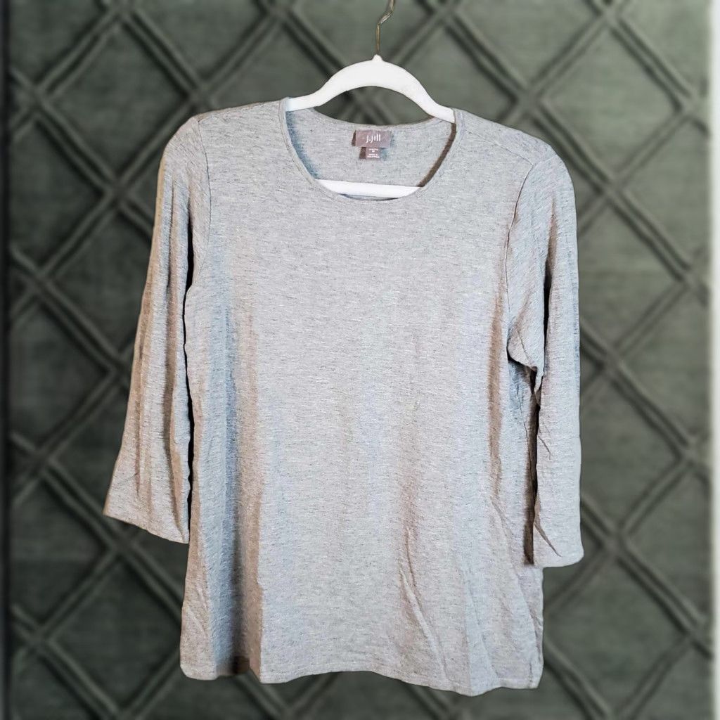 J. Jill J. Jill Tunic Top Gray 100% Cotton Knit Long Sleeve M Shirt Women Tunic Modern Casual Workwear Size M / US 6-8 / IT 42-44 - 1 Thumbnail