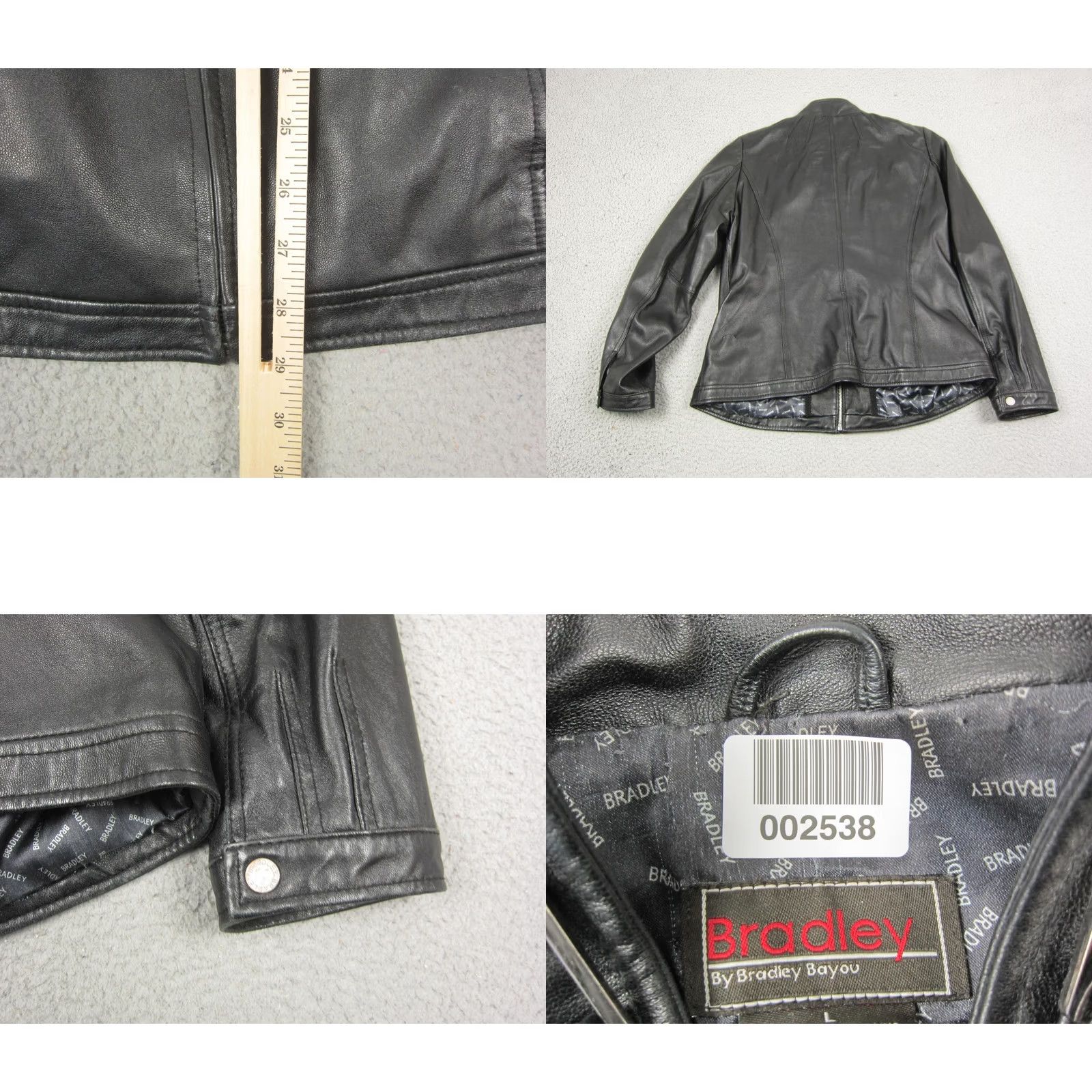 Vintage VINTAGE Bradley Bayou Leather Jacket Womens L Black Moto Full Zip Ladies Classic Jacket Size L / US 10 / IT 46 - 8 Thumbnail