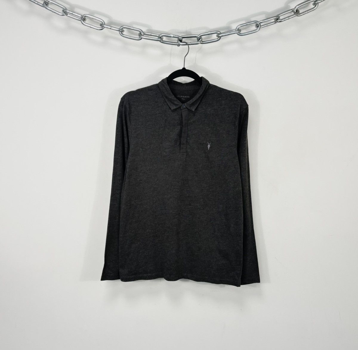 Allsaints AllSaints Men’s Brace Brown Long Sleeve Polo Shirt Size US S / EU 44-46 / 1 - 1 Thumbnail