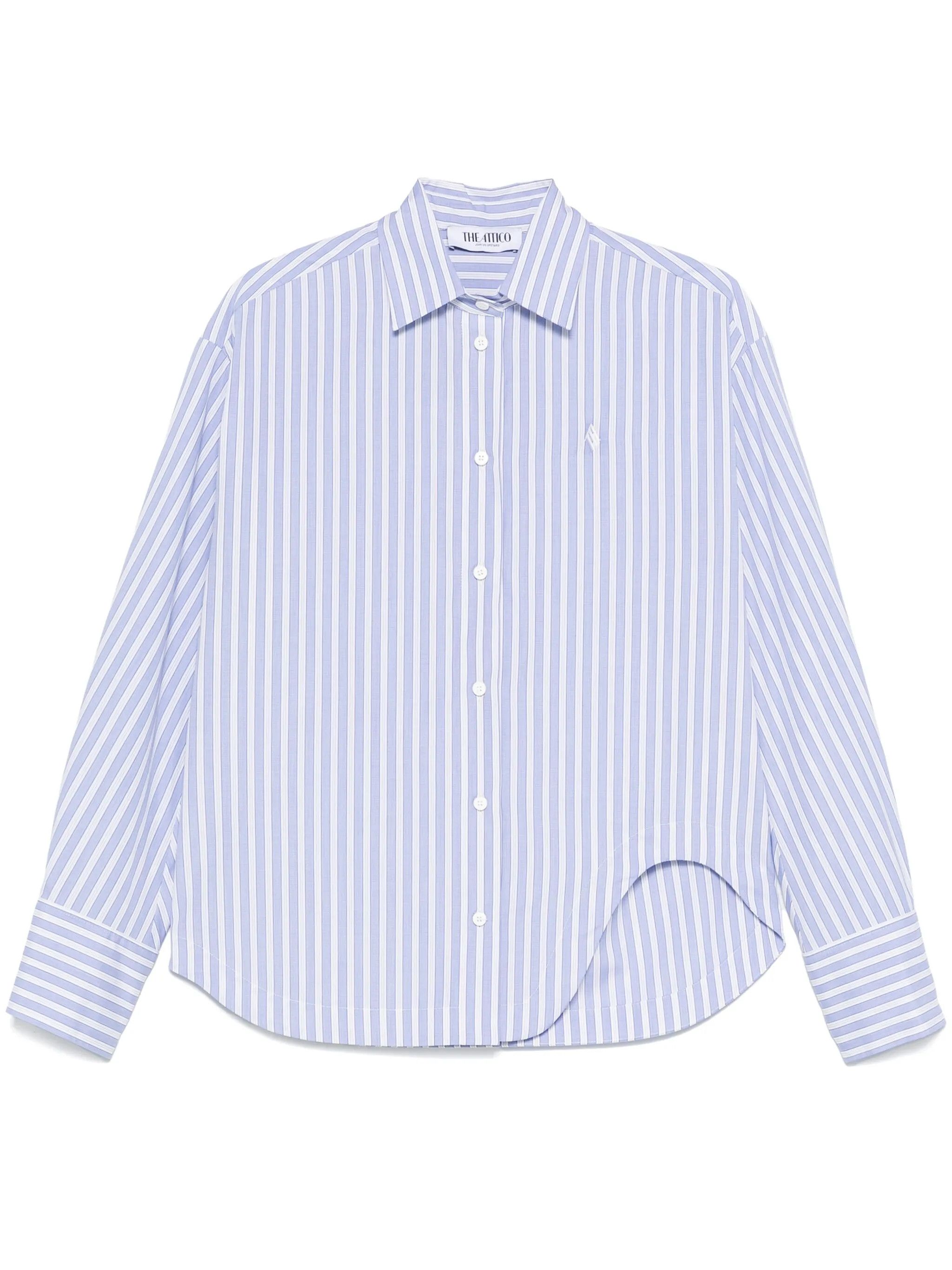 The Attico o1s22i1n0325 Oversized Cotton Shirt in White Blue Size S / US 4 / IT 40 - 1 Thumbnail