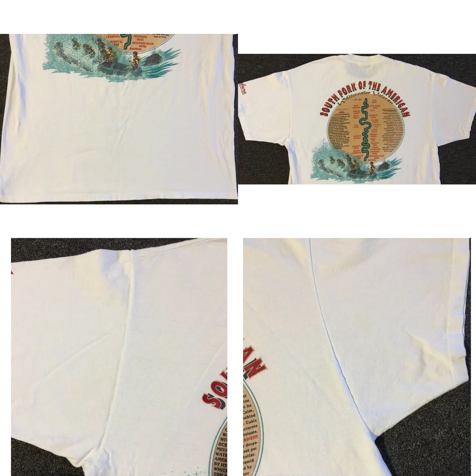 Vintage VINTAGE South Fork Whitewater Rafting Shirt XL Men T-Shirt 90s Grunge White Short Sleeve Beach Vintage 80s USA Rocky Marine Biker College Humor Size US XL / EU 56 / 4 - 9 Thumbnail