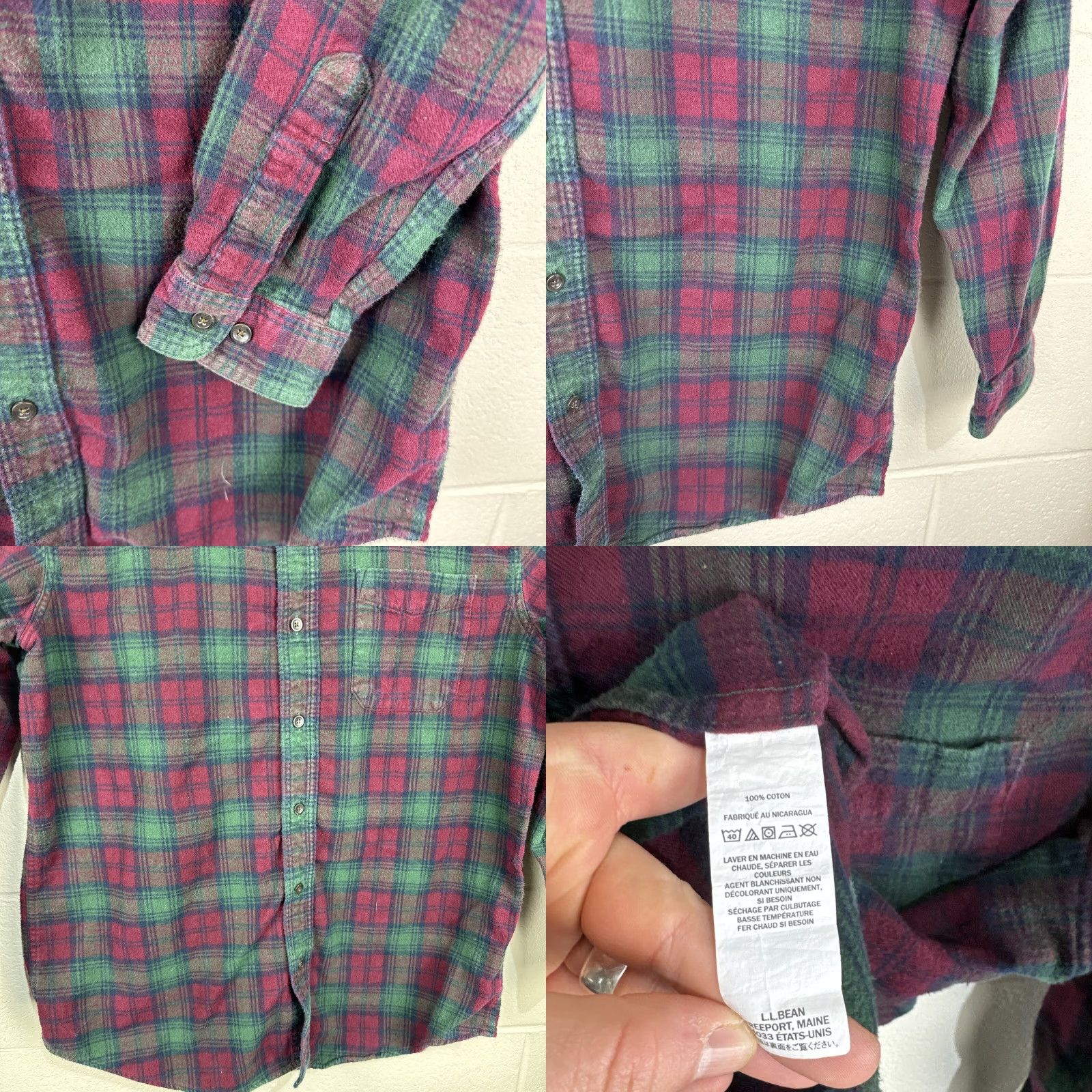 Vintage LL Bean Men's Plaid Flannel Shirt Large Green Red Button-Up Long Sleeve Shirt Size US L / EU 52-54 / 3 - 8 Thumbnail