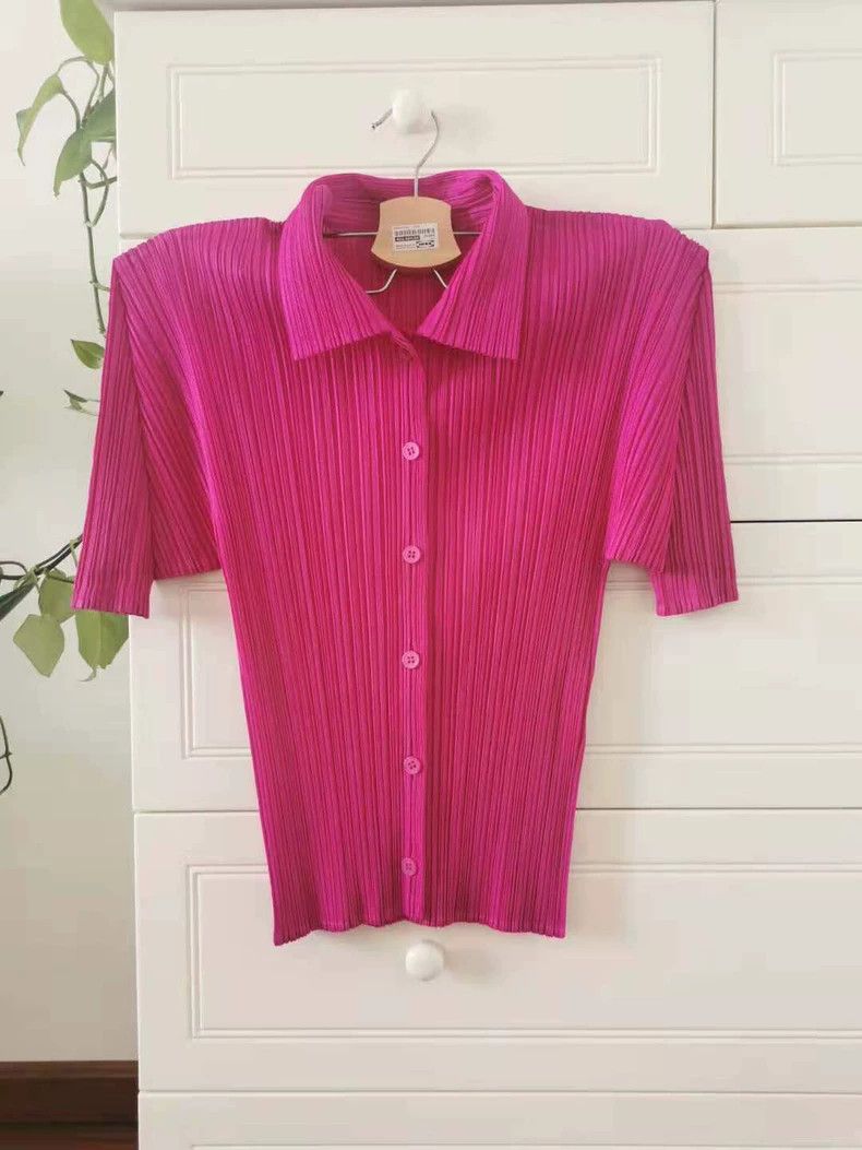 Issey Miyake issey miyake size:3 Pink short-sleeved shirt 2506-Nextarro Size XXS / US 00 / IT 34 - 1 Thumbnail