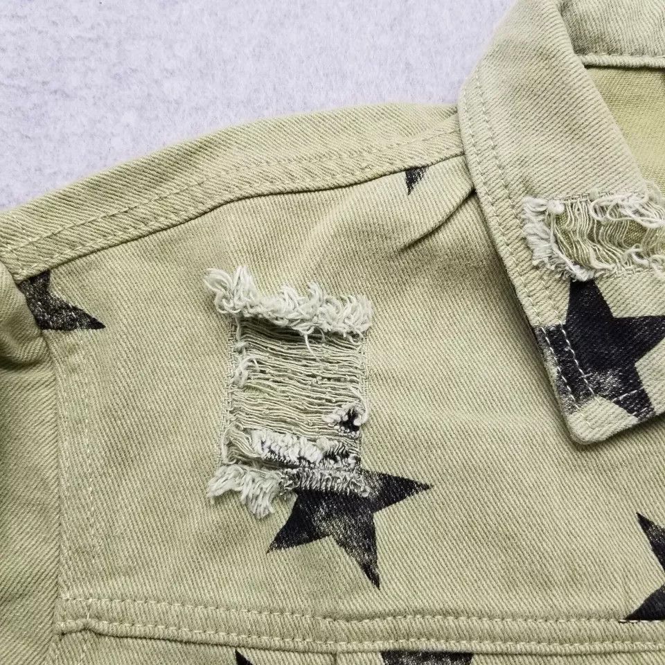 Other Zayla Jacket Womens Large Green Stars Denim Distressed Size L / US 10 / IT 46 - 16 Thumbnail