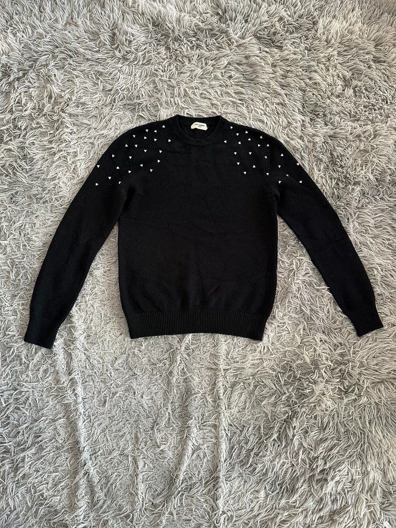 Saint Laurent Paris Saint Laurent Paris Black cashmere bright diamond rivet sw Size S / US 4 / IT 40 - 1 Thumbnail