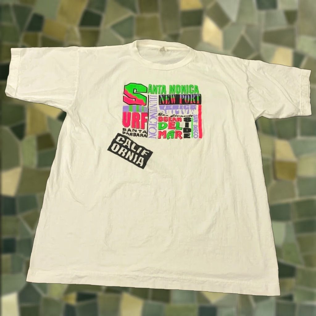 Vintage VINTAGE T World California Shirt XL White Beach Surf Tee 90s Mens Size US XL / EU 56 / 4 - 1 Thumbnail
