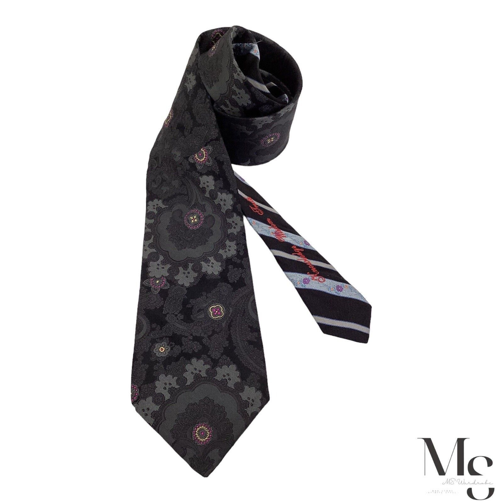 Robert Graham ROBERT GRAHAM Black Paisley Silk Tie Made In USA W: 3.5" E C Size ONE SIZE - 2 Thumbnail